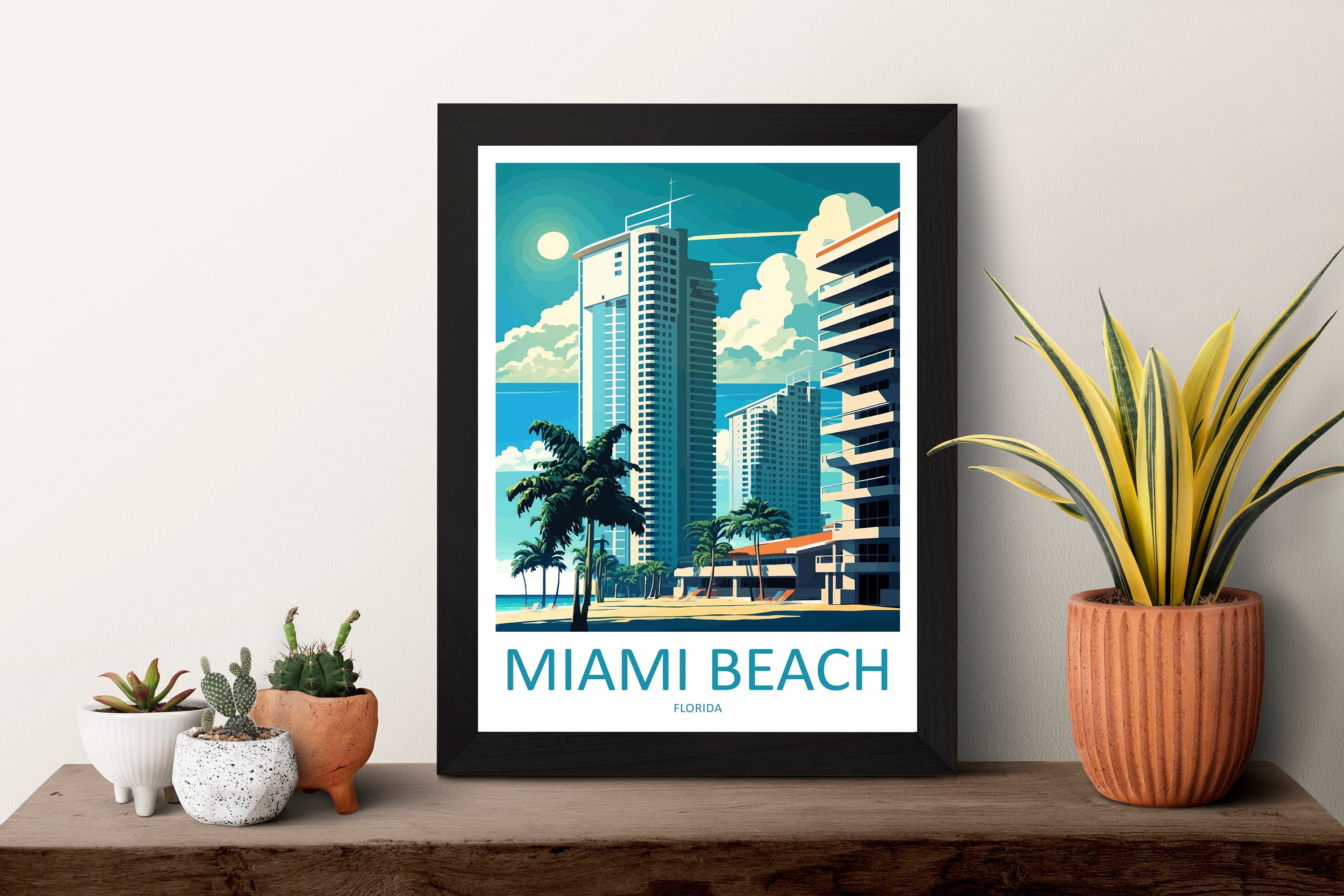 Miami Beach Travel Print Wall Art Miami Beach Wall Hanging Home Décor Miami Beach Gift Art Lovers Florida Art Lover Gift Florida Print