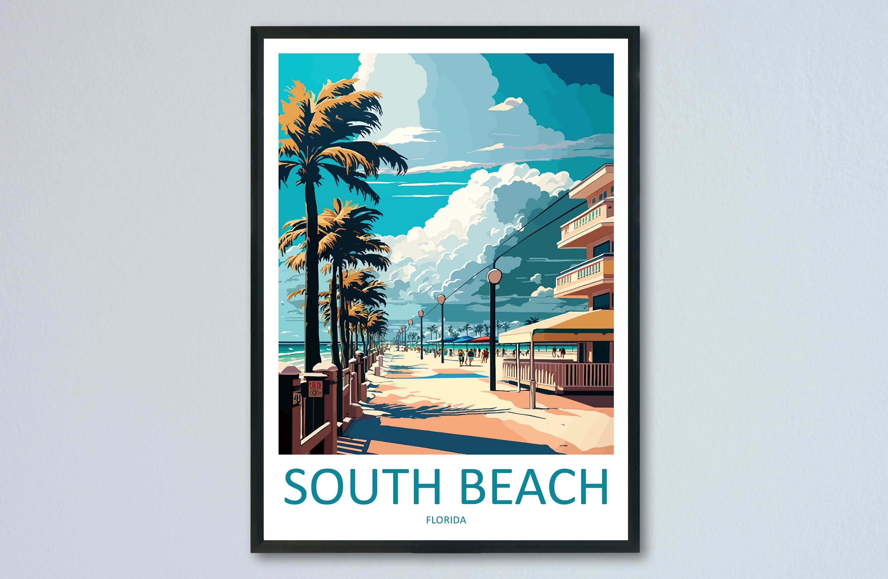 South Beach Travel Print Wall Art South Beach Wall Hanging Home Décor South Beach Gift Art Lovers Florida Art Gift South Beach Florida Gift