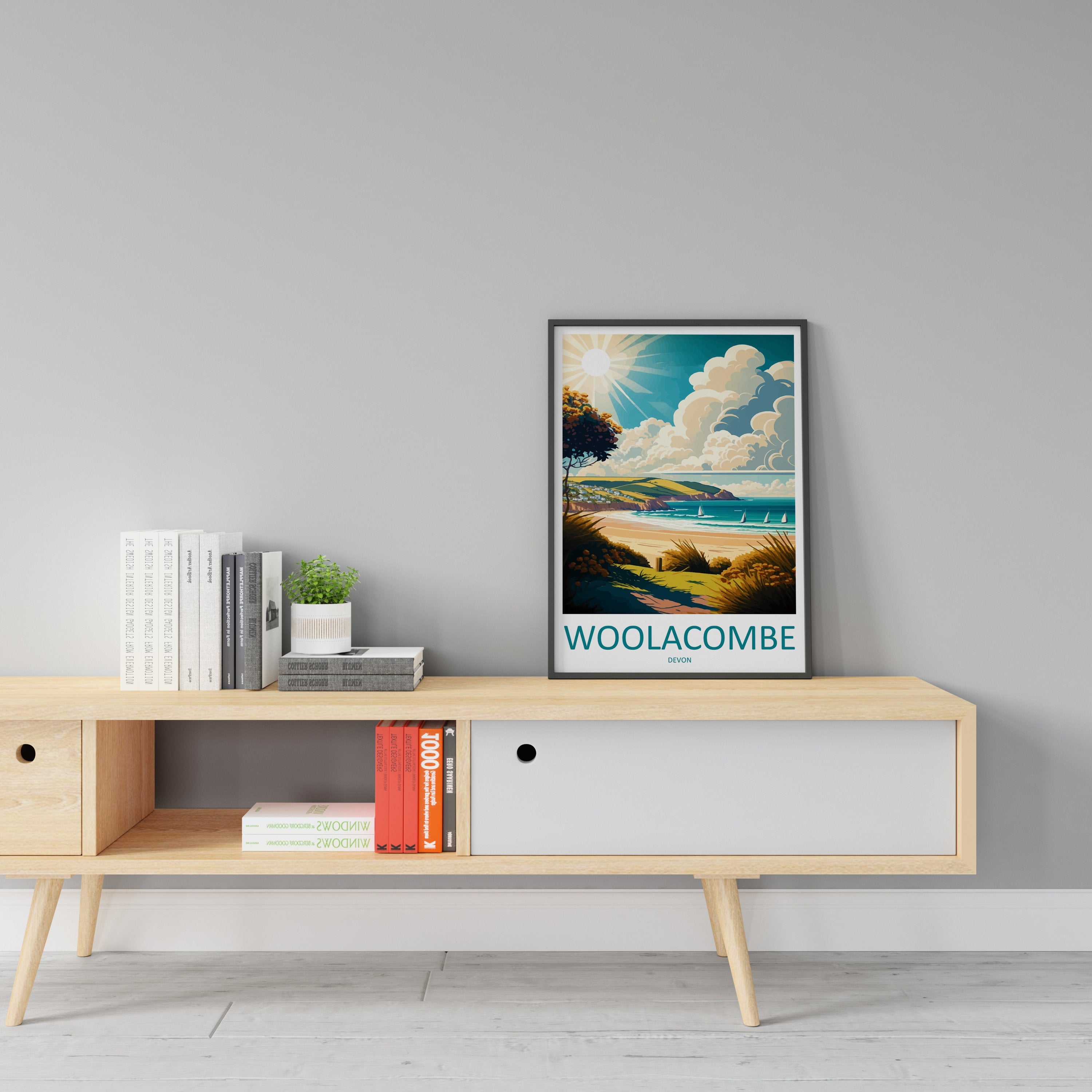 Woolacombe Travel Print Wall Art Woolacombe Wall Hanging Home Décor Woolacombe Gift Art Lovers England Art Lover Gift Woolacombe Art