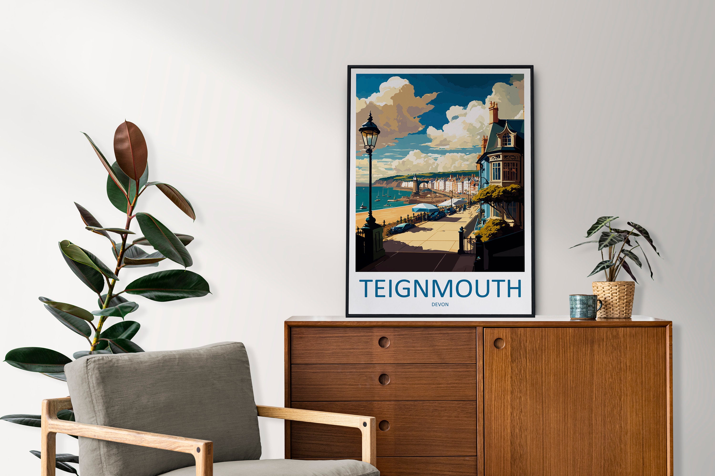 Teignmouth Travel Print Wall Art Teignmouth Wall Hanging Home Décor Teignmouth Gift Art Lovers England Art Lover Gift Teignmouth Art