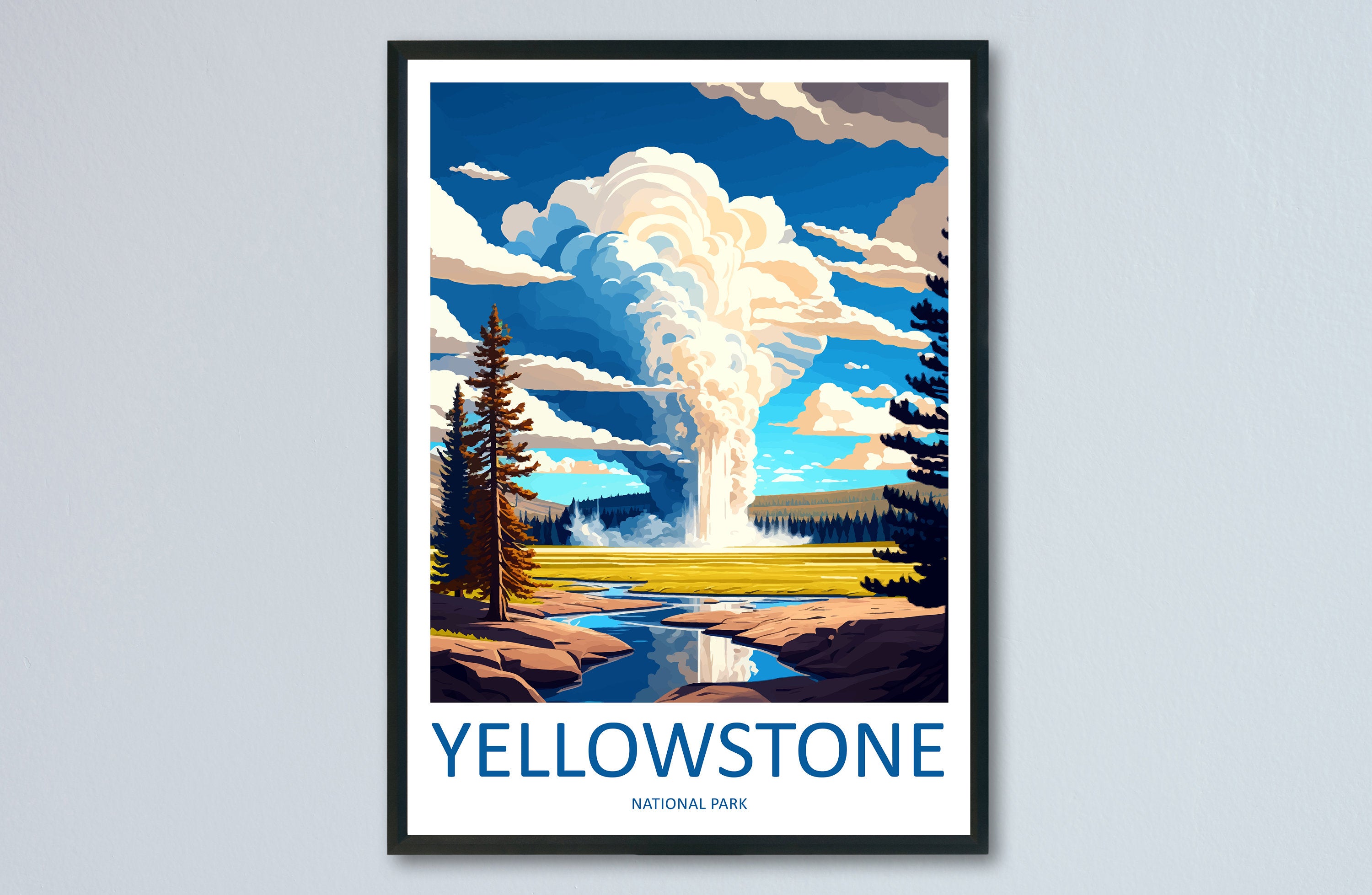 Yellowstone National Park Travel Print Wall Art Yellowstone National Park Wall Hanging Home Décor Yellowstone National Park Art Gift Poster