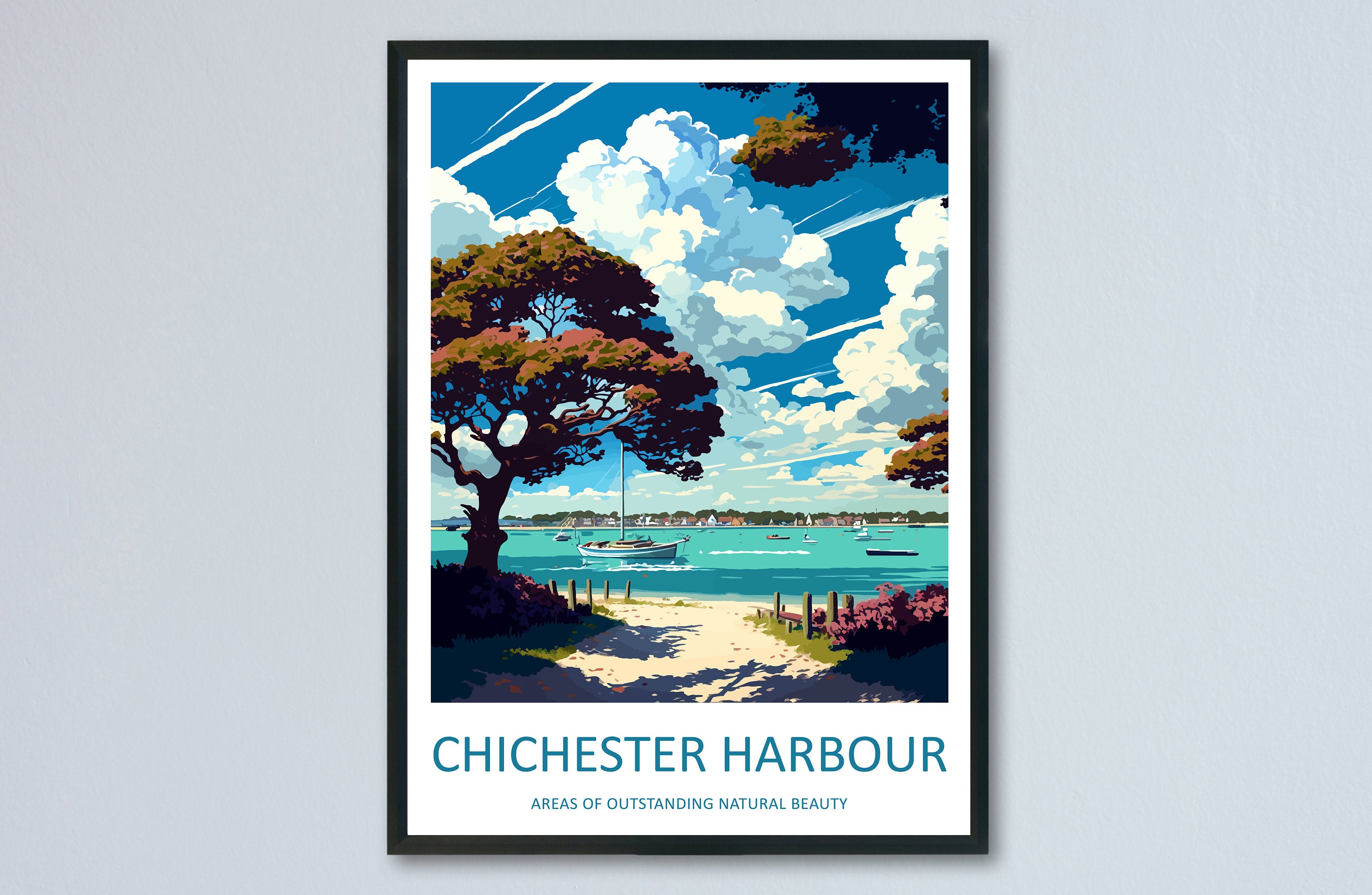 Chichester Harbour Travel Print Wall Art Chichester Harbour Wall Hanging Home Decor Chichester Harbour Gift Art Lovers Wall Art ANOB Travel