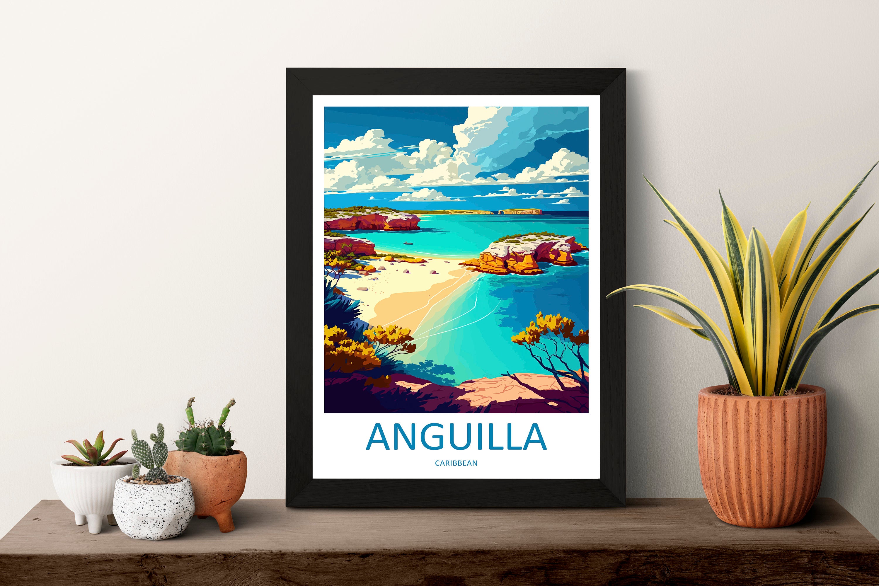 Anguilla Travel Print Wall Art Anguilla Wall Hanging Home Décor Anguilla Gift Art Lovers Wall Art Caribbean Travel Print Anguilla Decor