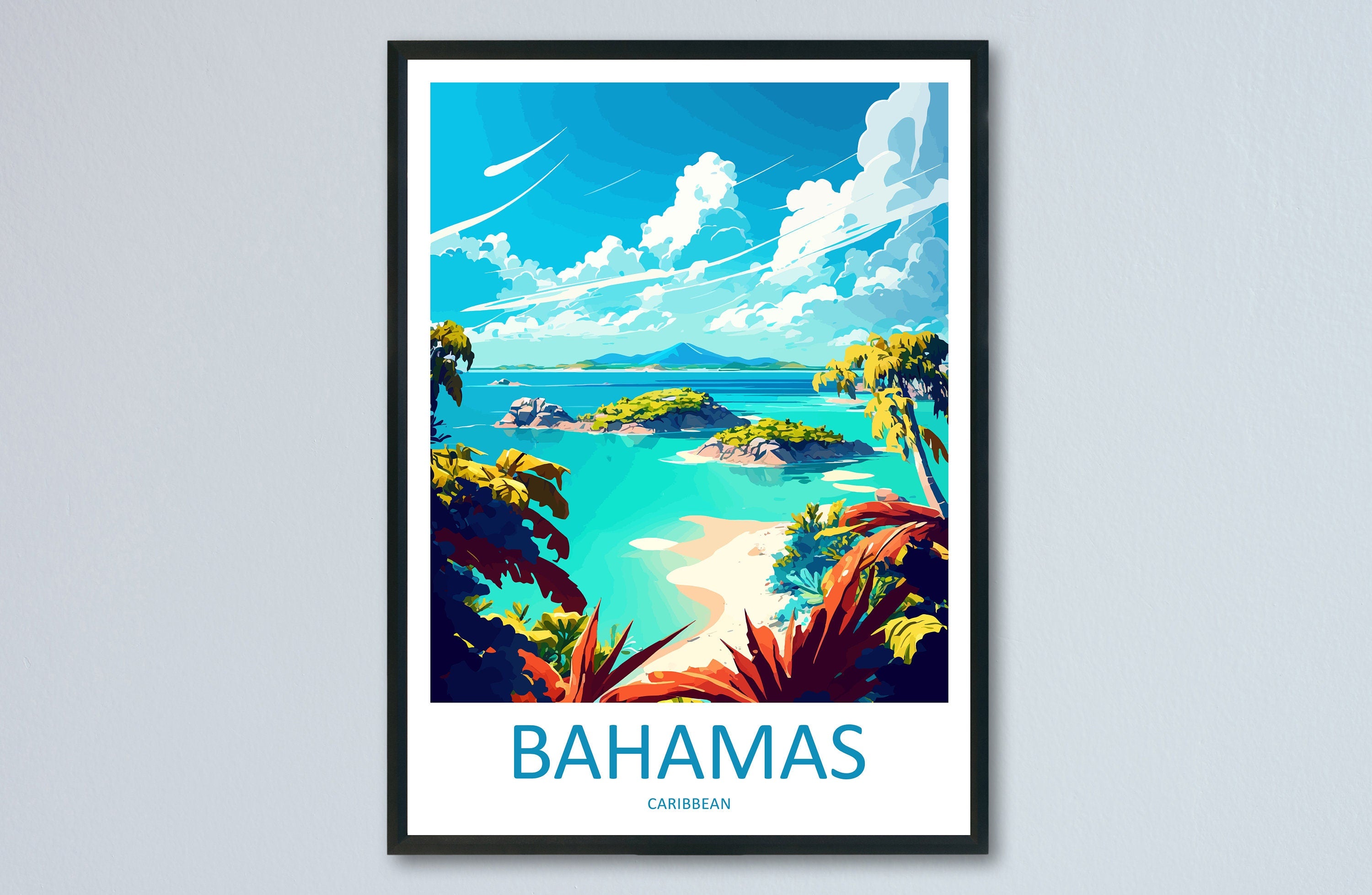 Bahamas Travel Print Wall Art Bahamas Wall Hanging Home Décor Bahamas Gift Art Lovers Wall Art Caribbean Travel Print Bahamas Decor