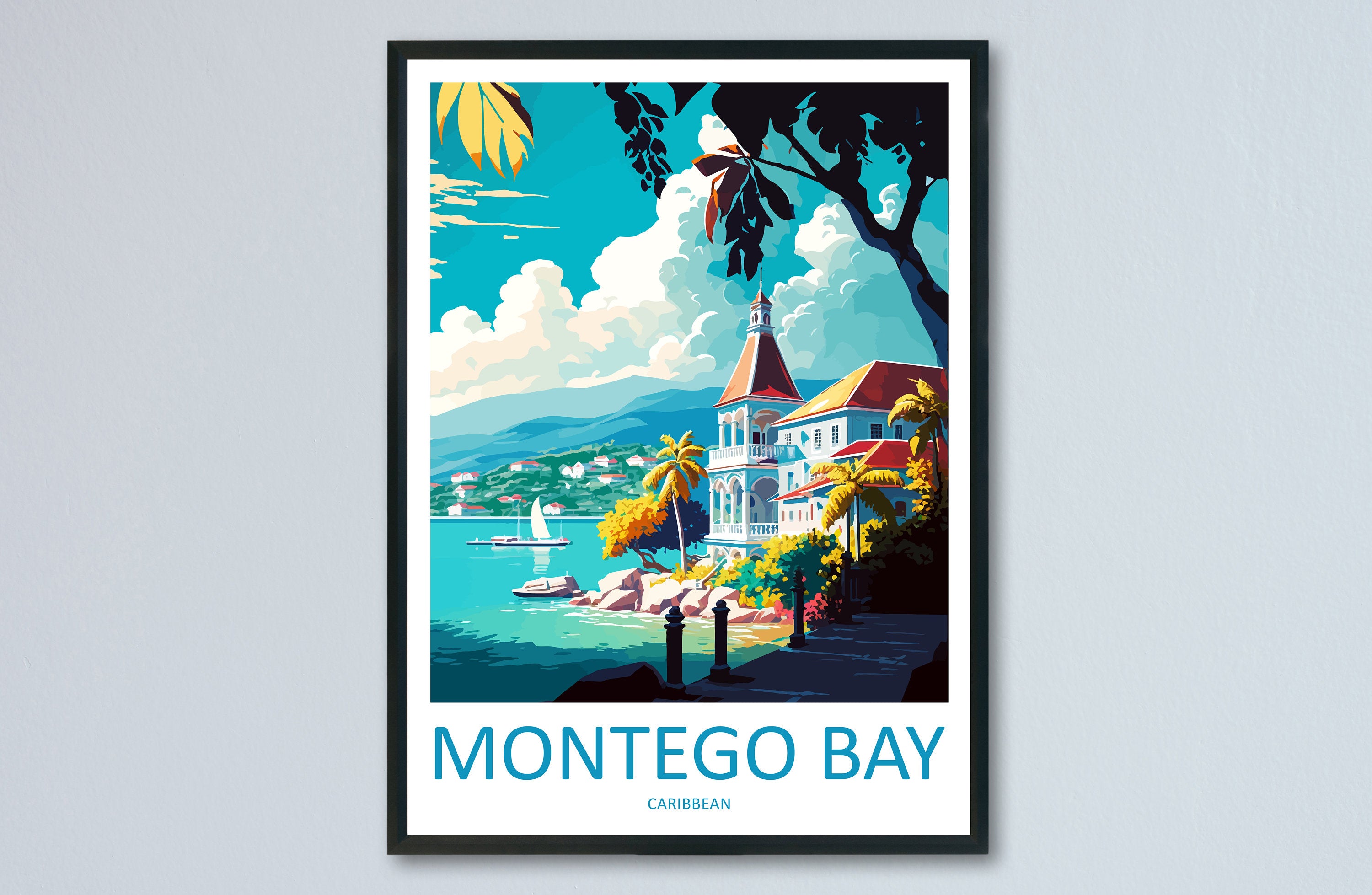 Montego Bay Travel Print Wall Art Montego Bay Wall Hanging Home Décor Montego Bay Gift Art Lovers Wall Art Caribbean Travel Print Poster