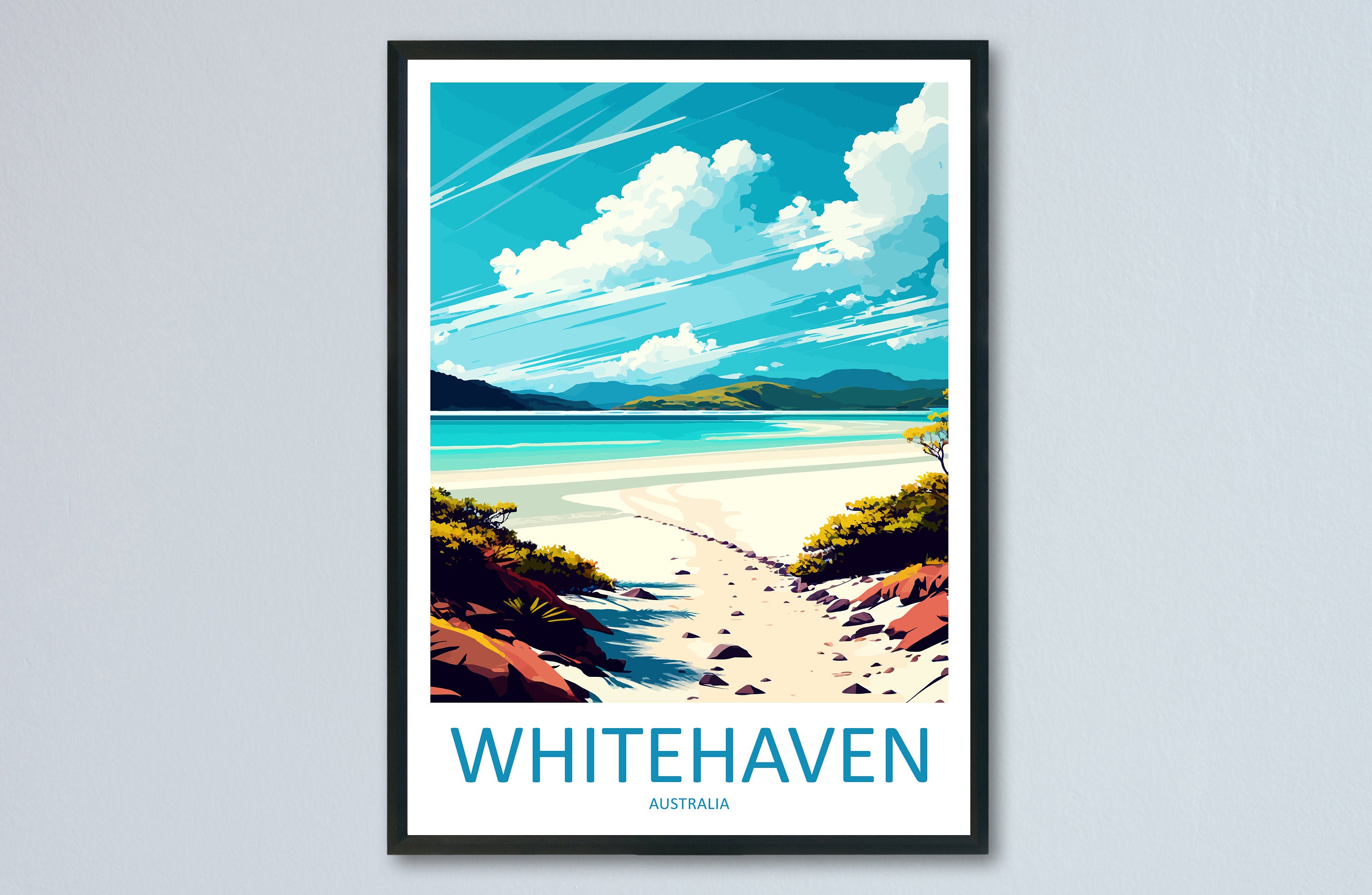 Whitehaven Travel Print Wall Art Whitehaven Wall Hanging Home Décor Whitehaven Gift Art Lovers Wall Art Australia Travel Print Whitehaven