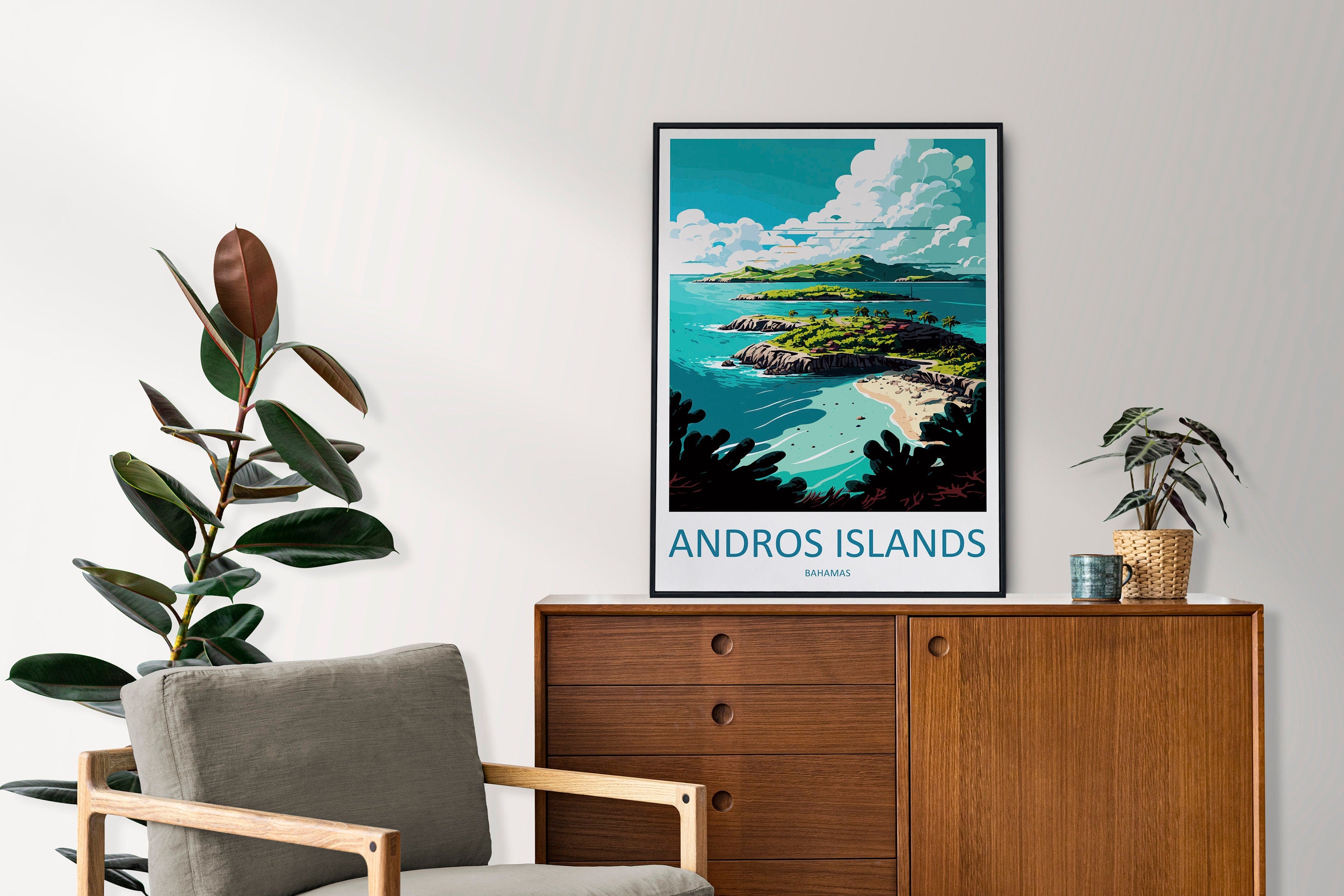 Andros Islands Travel Print Wall Art Andros Islands Wall Hanging Home Décor Andros Islands Gift Art Lovers Wall Art Caribbean Travel Print