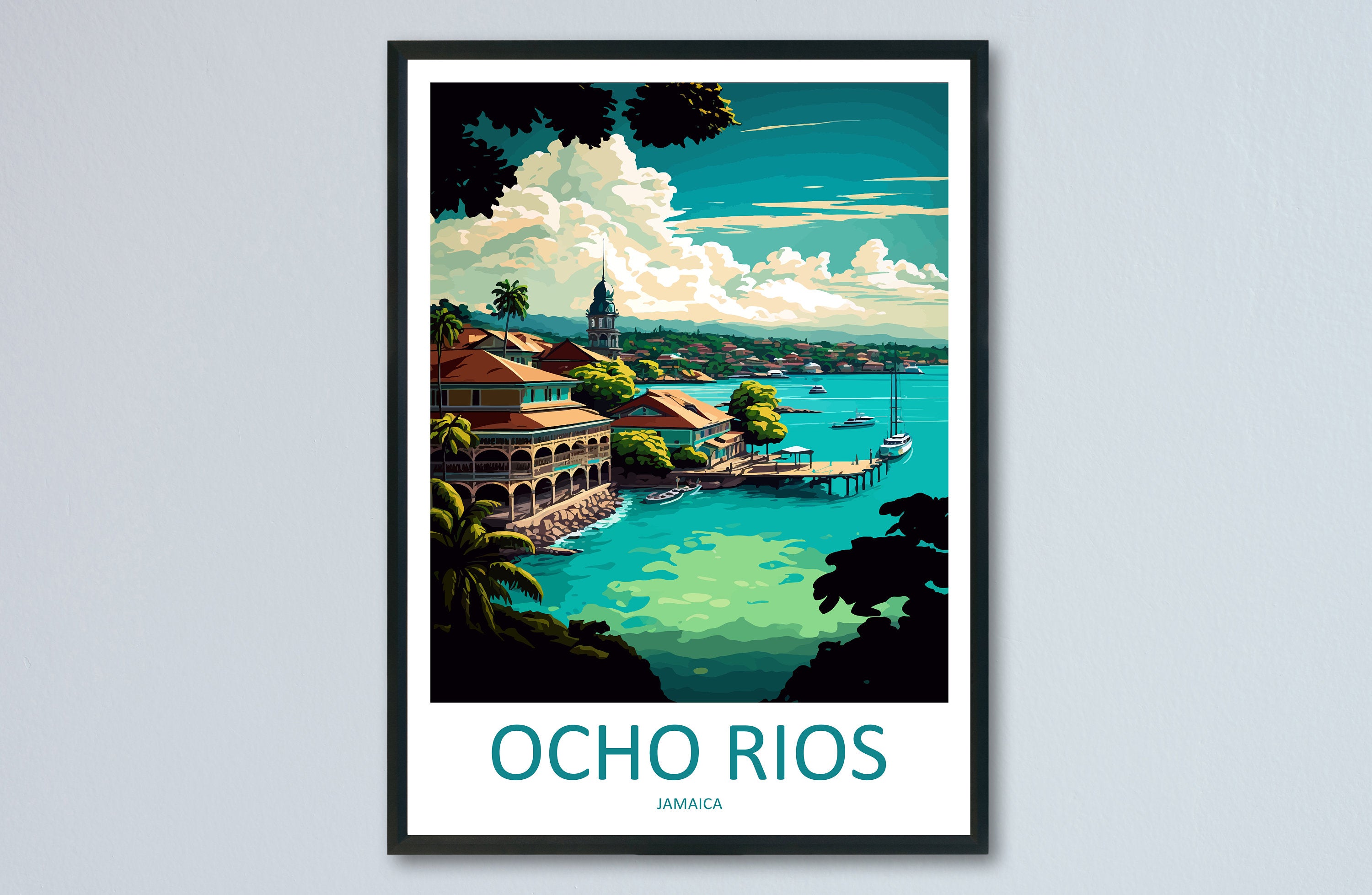 Ocho Rios Travel Print Wall Art Ocho Rios Wall Hanging Home Décor Ocho Rios Gift Art Lovers Wall Art Caribbean Travel Print