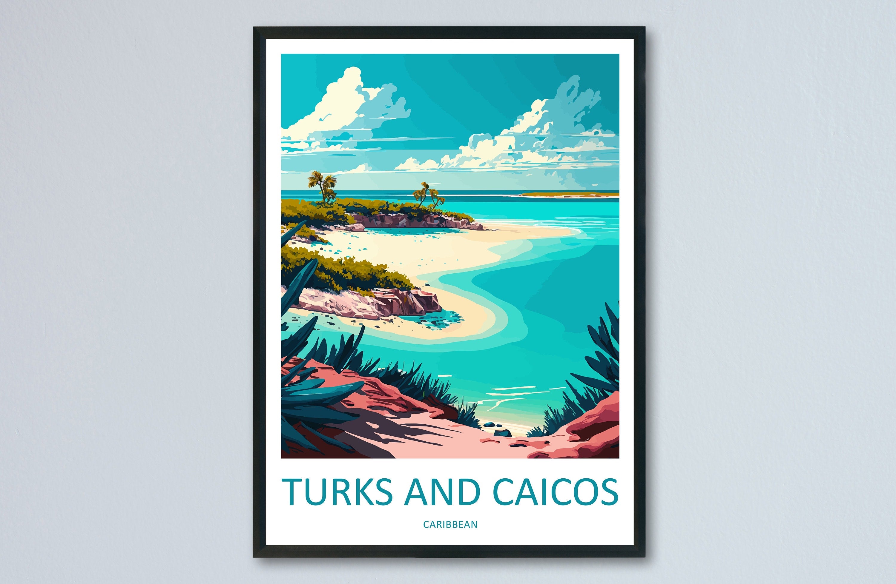 Turks and Caicos Islands Travel Print Wall Art Turks and Caicos Wall Hanging Home Décor Turks and Caicos Gift Art Lovers Wall Art Caribbean