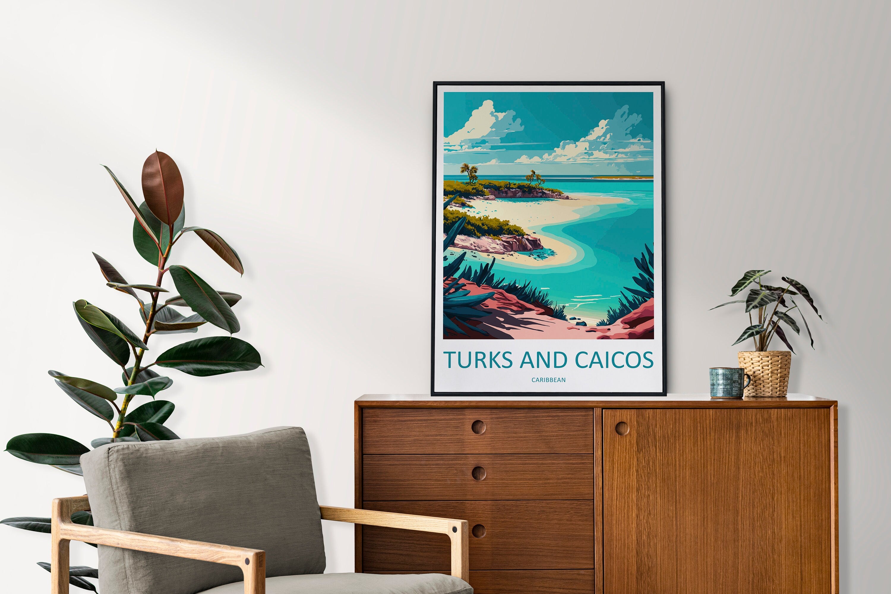 Turks and Caicos Islands Travel Print Wall Art Turks and Caicos Wall Hanging Home Décor Turks and Caicos Gift Art Lovers Wall Art Caribbean