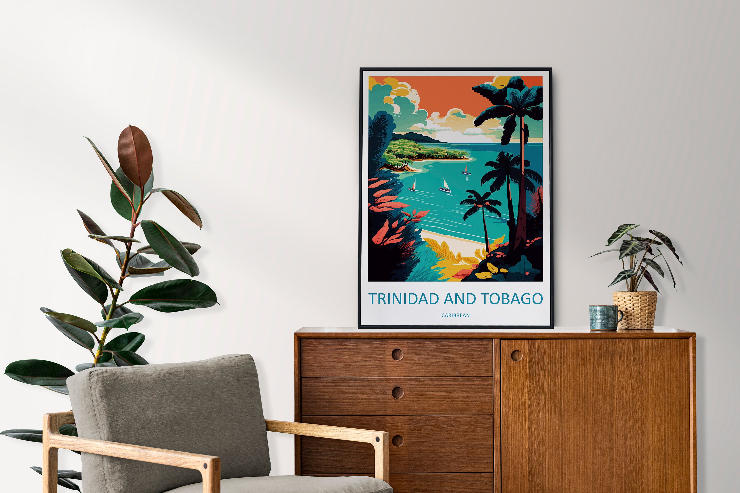 Trinidad and Tobago Travel Print Wall Art Trinidad and Tobago Wall Hanging Home Décor Trinidad and Tobago Gift Art Lovers Wall Art Caribbean