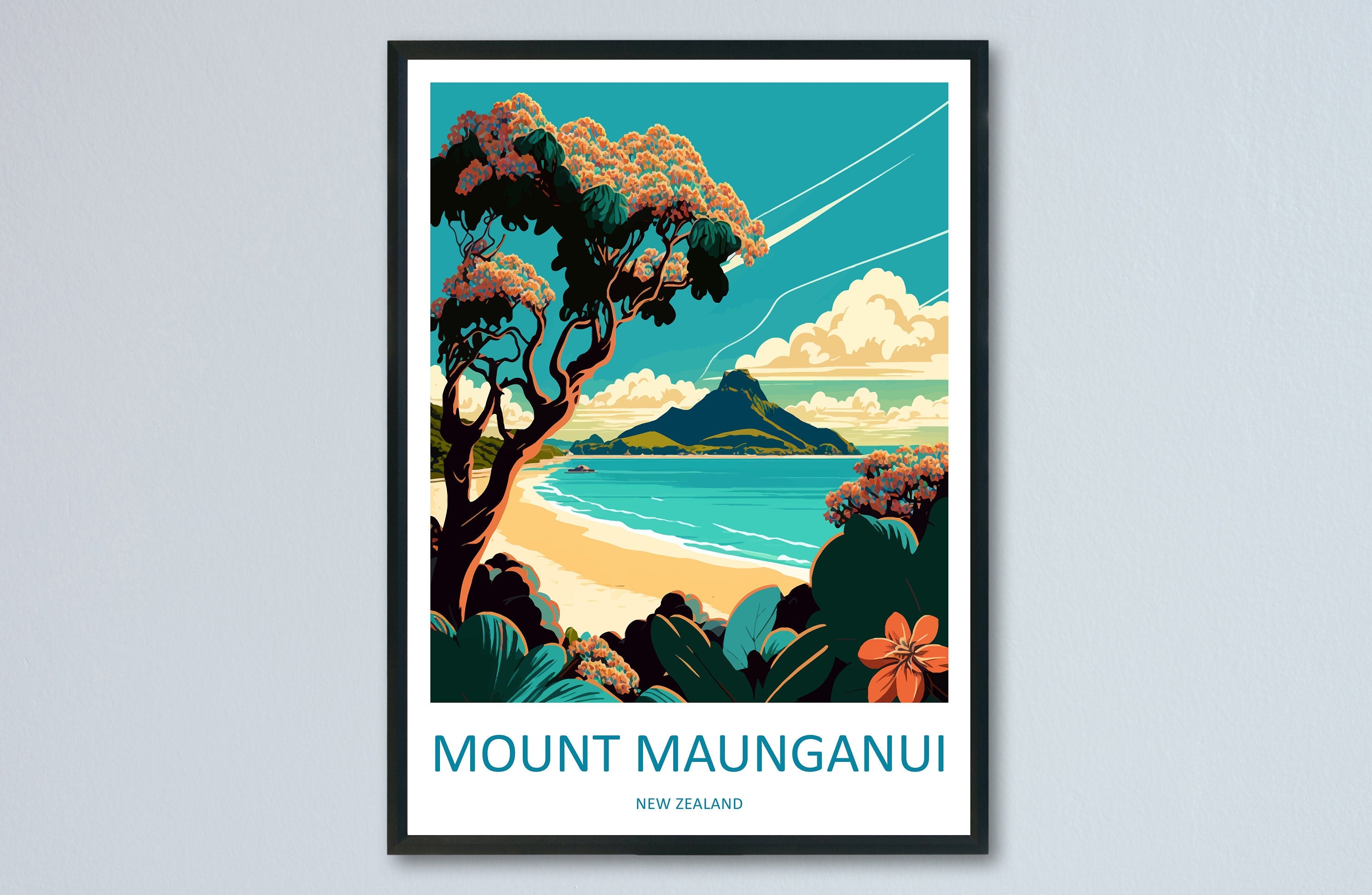 Mount Maunganui Travel Print Wall Art Mount Maunganui Wall Hanging Home Décor Mount Maunganui Gift Art Lovers New Zealand Art Lover Gift