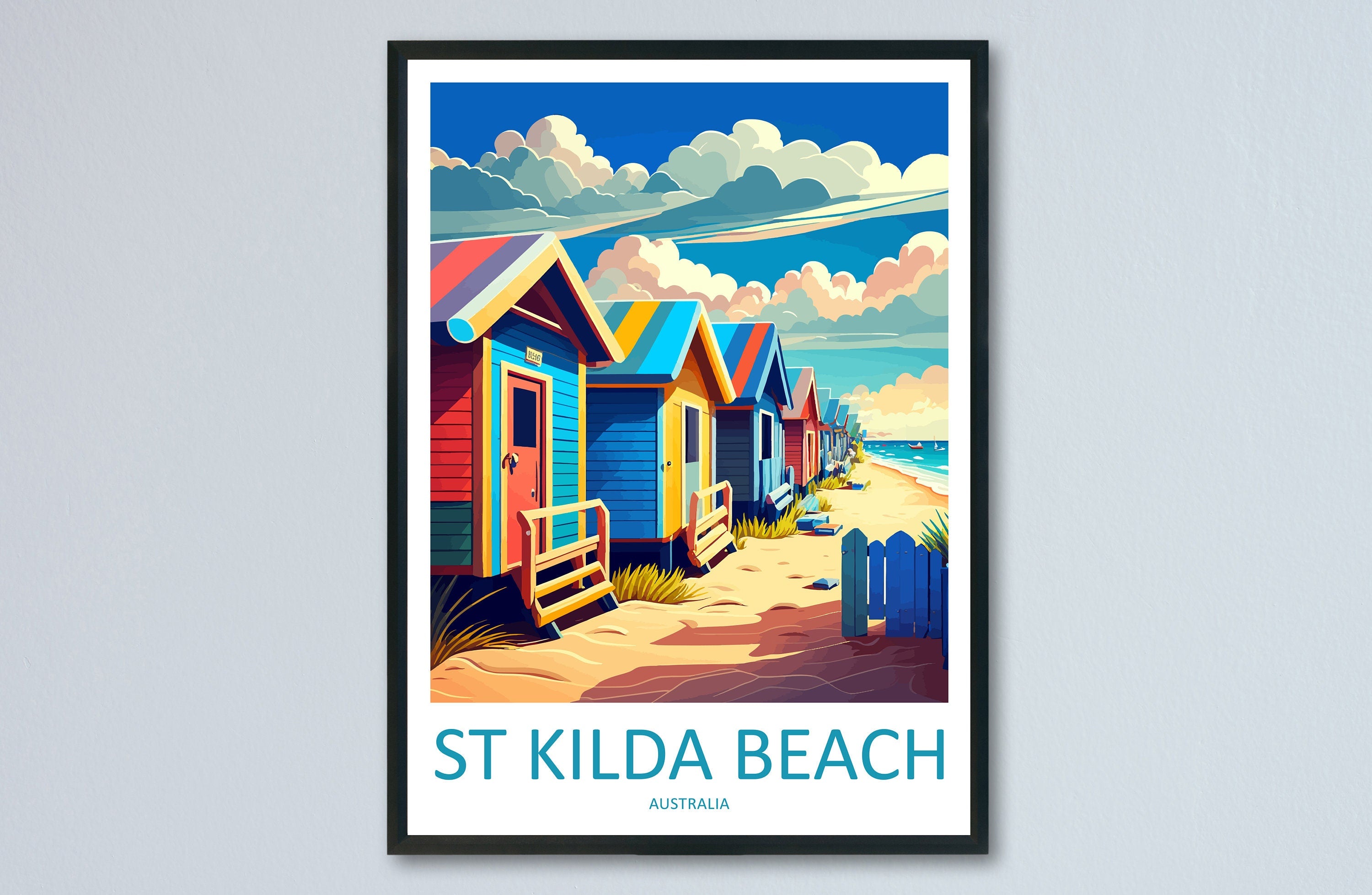 St Kilda Beach Travel Print Wall Art St Kilda Beach Wall Hanging Home Décor St Kilda Beach Gift Art Lovers Wall Art Australia Travel Print