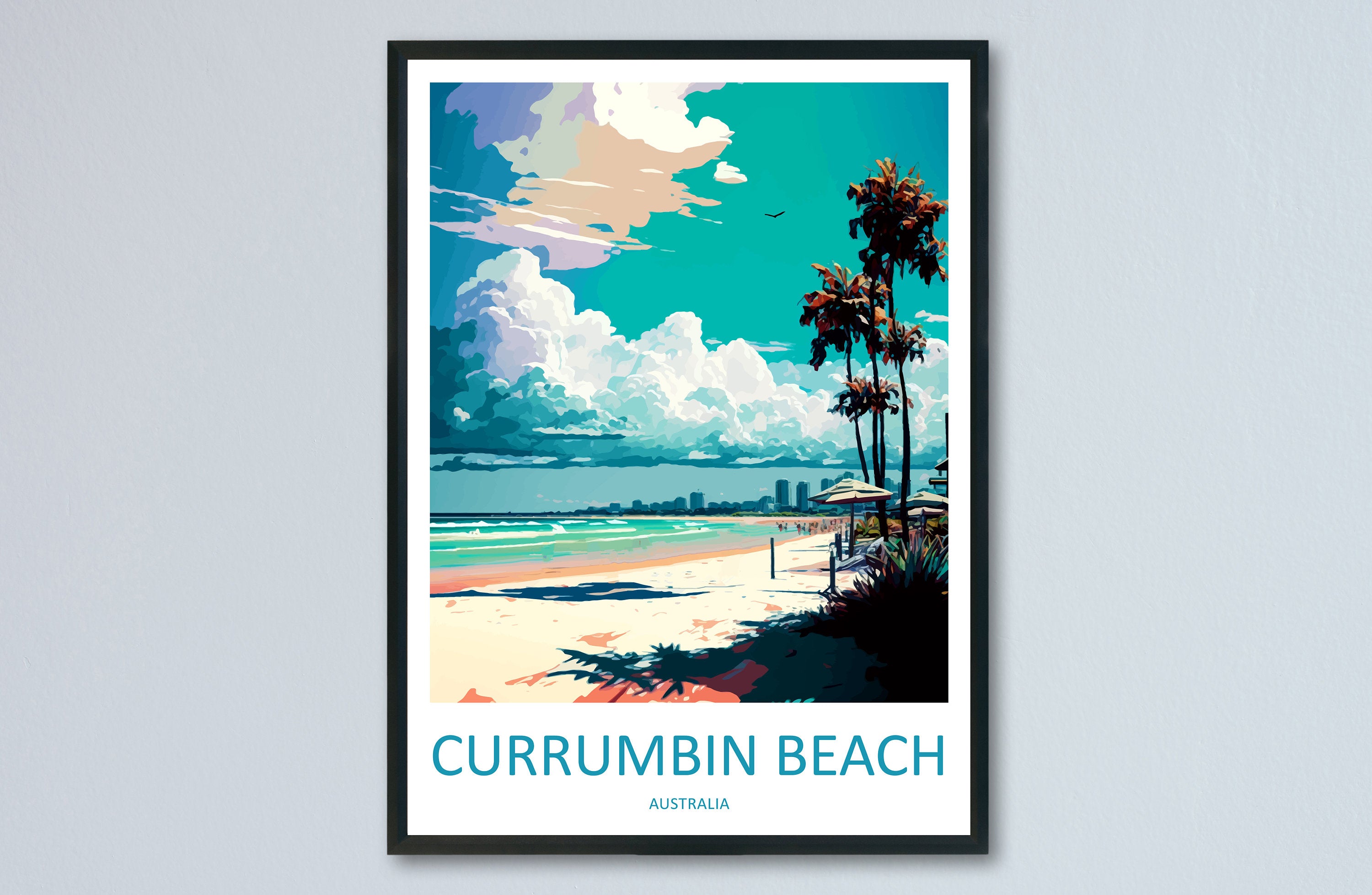 Currumbin Beach Travel Print Wall Art Currumbin Beach Wall Hanging Home Décor Currumbin Beach Gift Art Lovers Wall Art Australia Travel Art