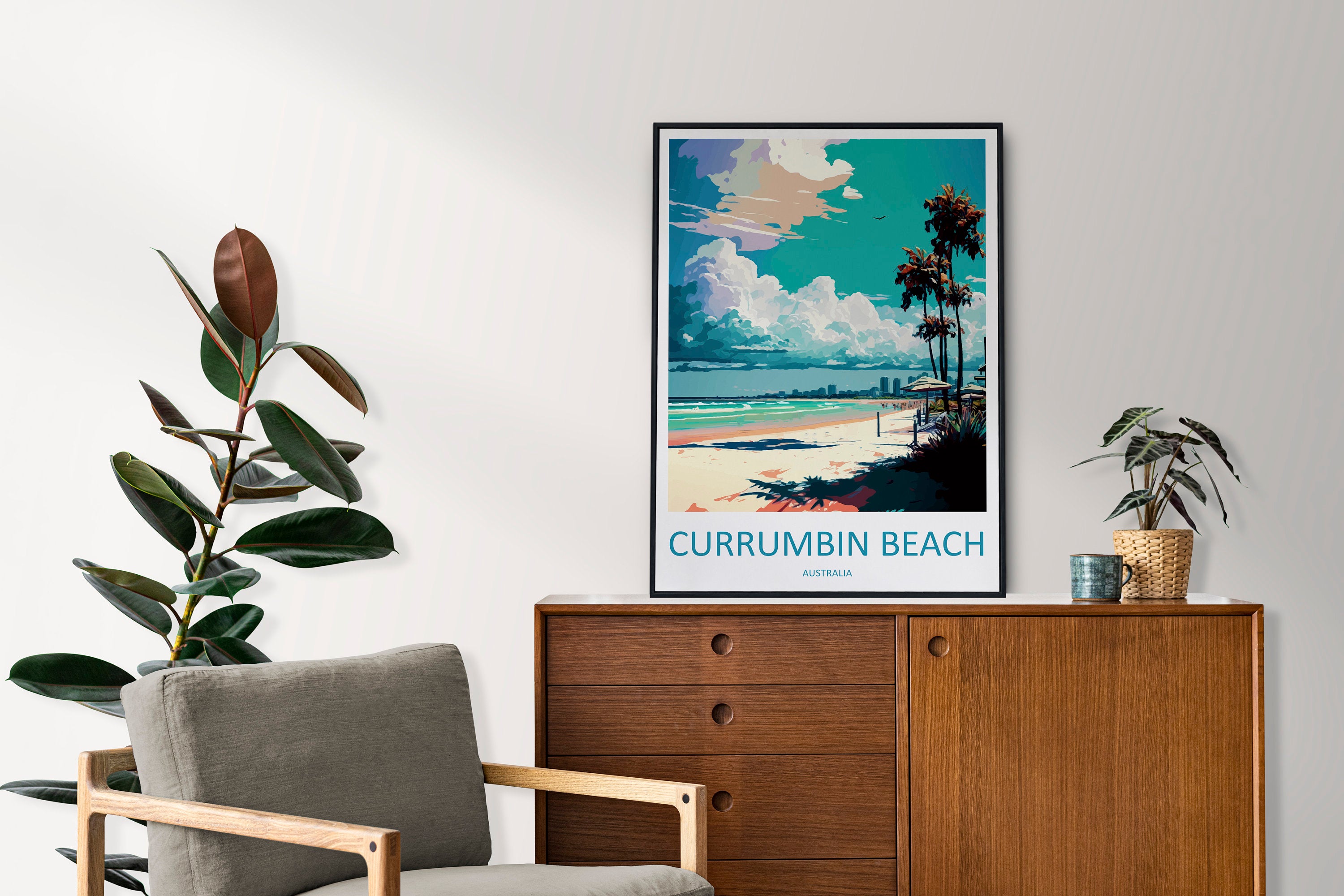 Currumbin Beach Travel Print Wall Art Currumbin Beach Wall Hanging Home Décor Currumbin Beach Gift Art Lovers Wall Art Australia Travel Art