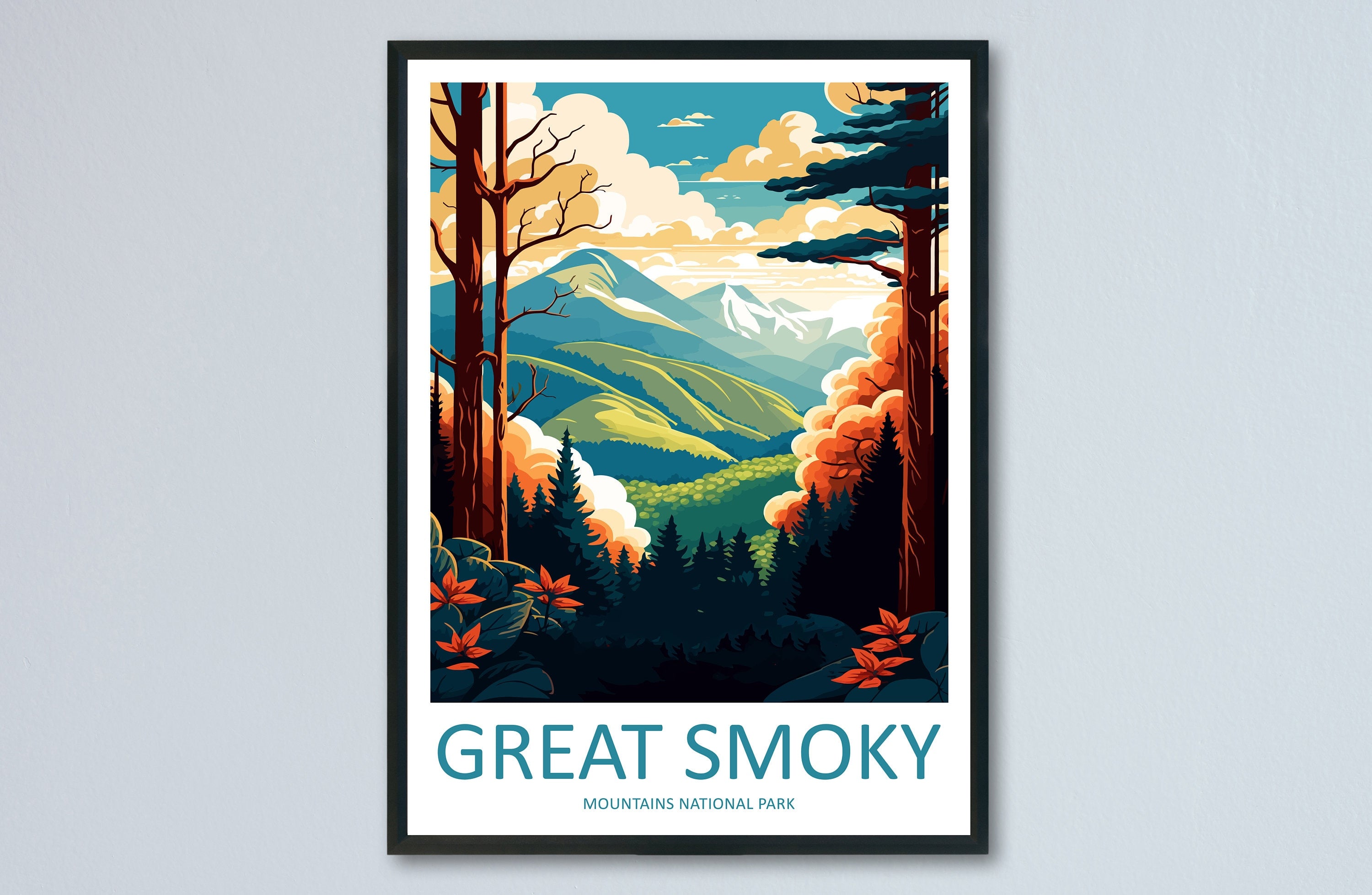 Great Smoky Mountains National Park Travel Print Wall Art Great Smoky Mountains National Park Wall Hanging Home Décor Great Smoky Mountains