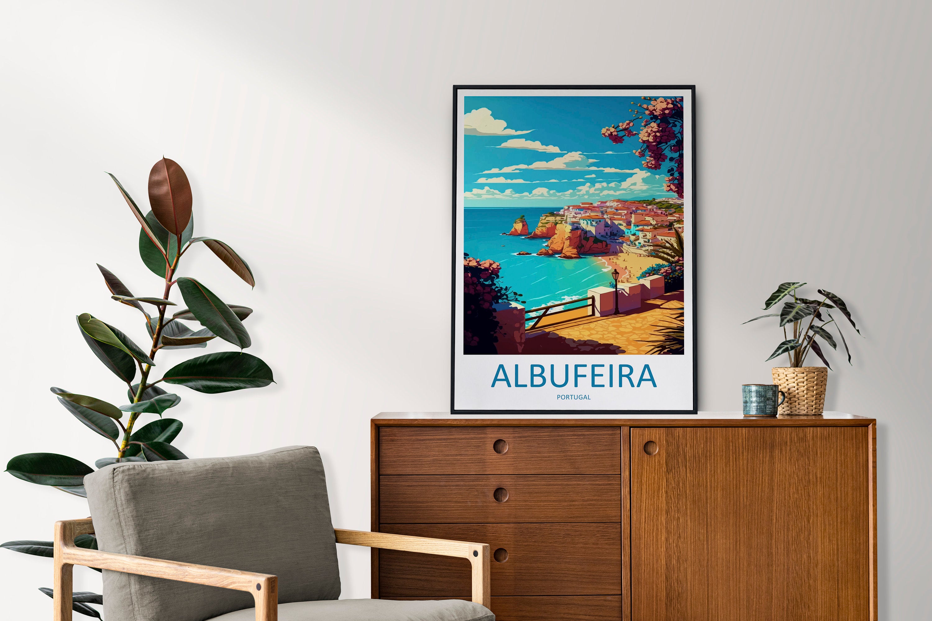 Albufeira Travel Print Wall Art Albufeira Wall Hanging Home Décor Albufeira Gift Art Lovers Portugal Art Lover Gift Cascais Wall Décor