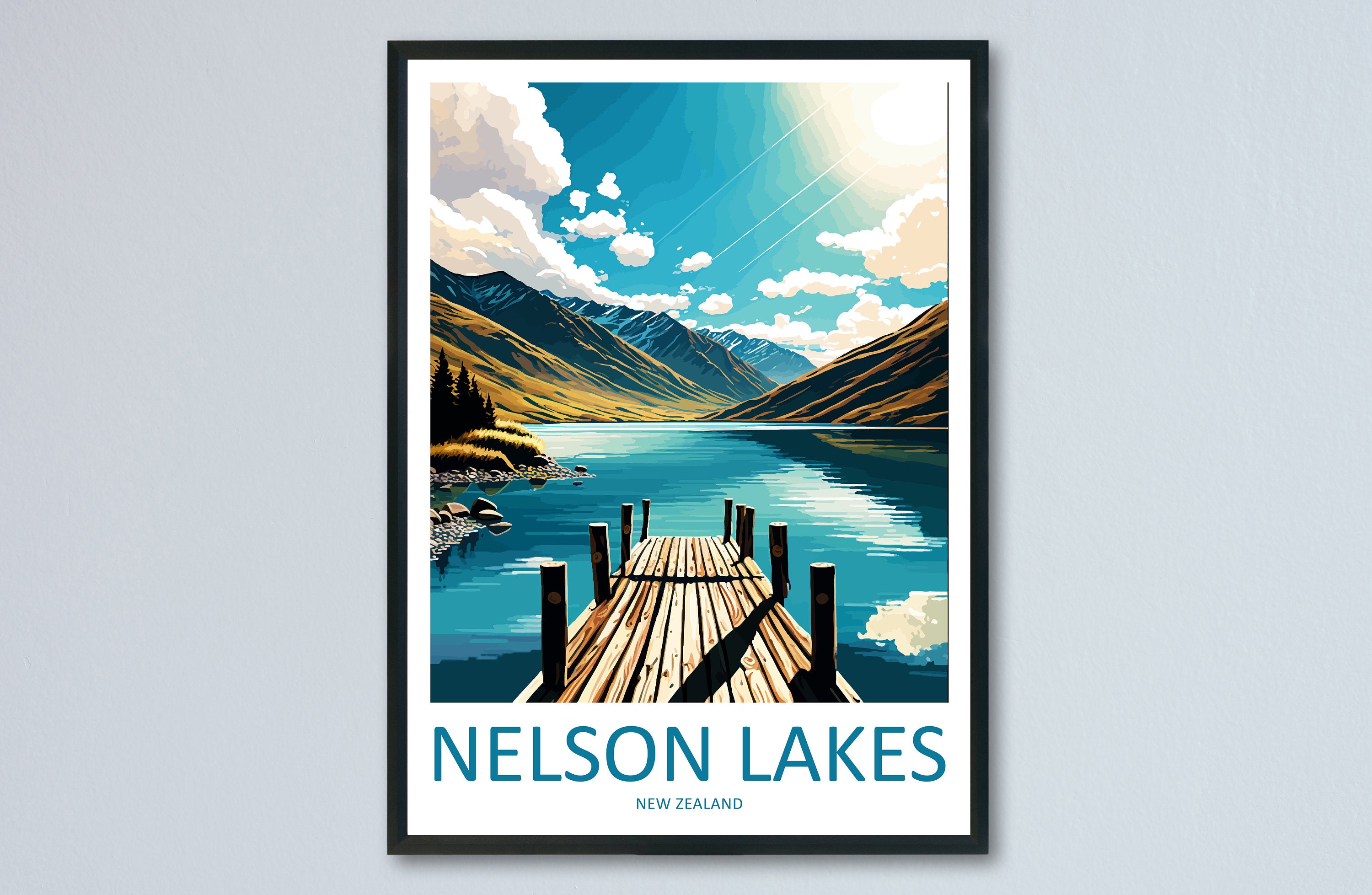 Nelson Lakes Travel Print Wall Art Nelson Lakes Wall Hanging Home Décor Nelson Lakes Gift Art Lovers New Zealand Art Lover Gift Print Art