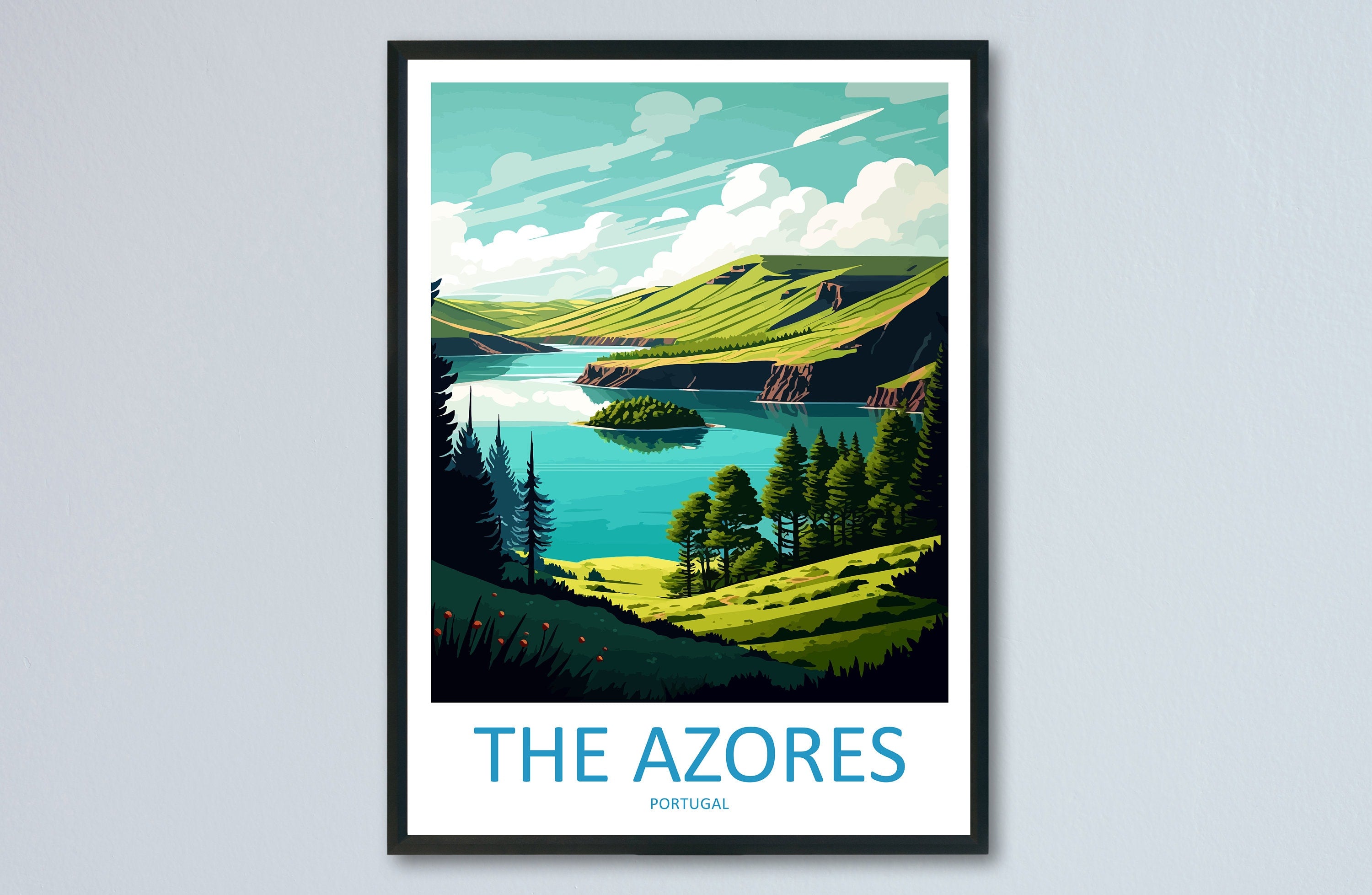 The Azores Travel Print Wall Art The Azores Wall Hanging Home Décor The Azores Gift Art Lovers Portugal Art Lover Gift The Azores Wall Décor