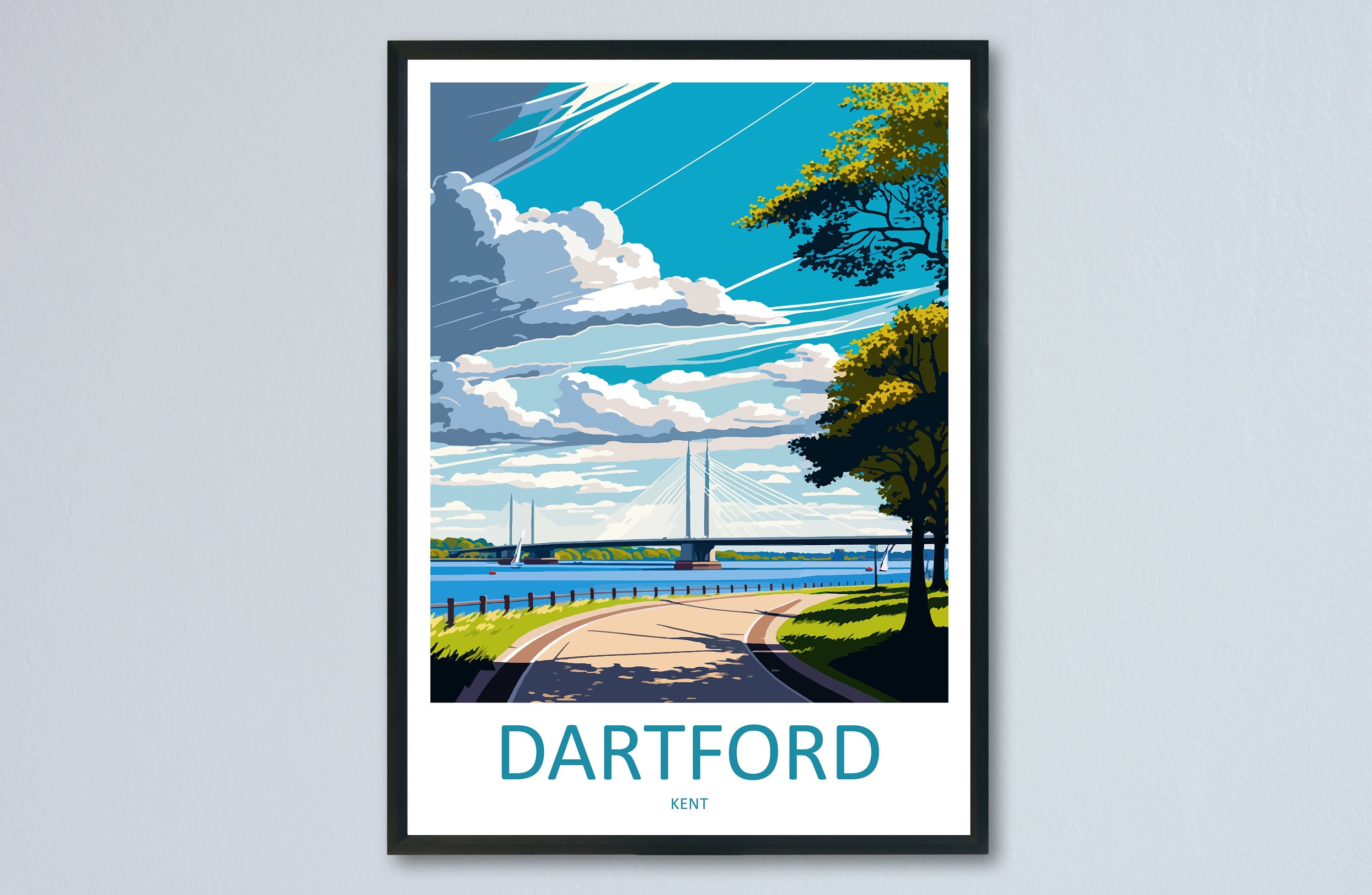 Dartford Travel Print Wall Art Dartford Wall Hanging Home Décor Dartford Gift Art Lovers England Art Lover Gift Print Artwork Kent Art