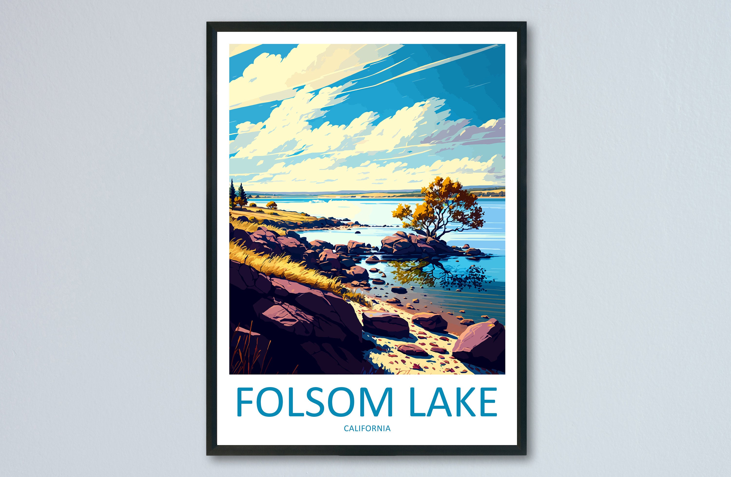 Folsom Lake Travel Print Wall Art Folsom Lake Wall Hanging Home Décor Folsom Lake Gift Art Lovers California Art Lover Gift Folsom Lake