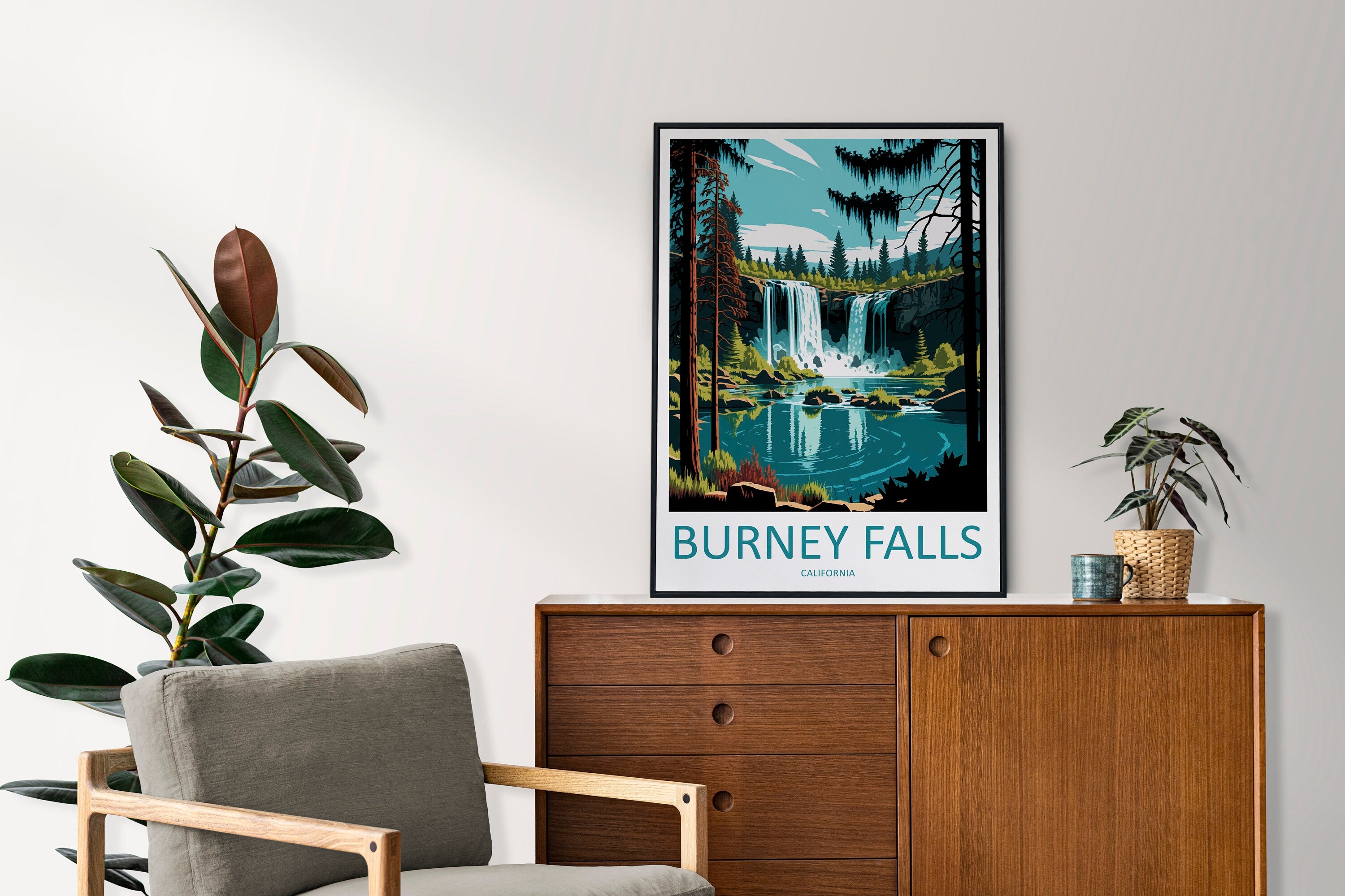 Burney Falls Travel Print Wall Art Burney Falls Wall Hanging Home Décor Burney Falls Gift Art Lovers California Art Lover Gift Poster