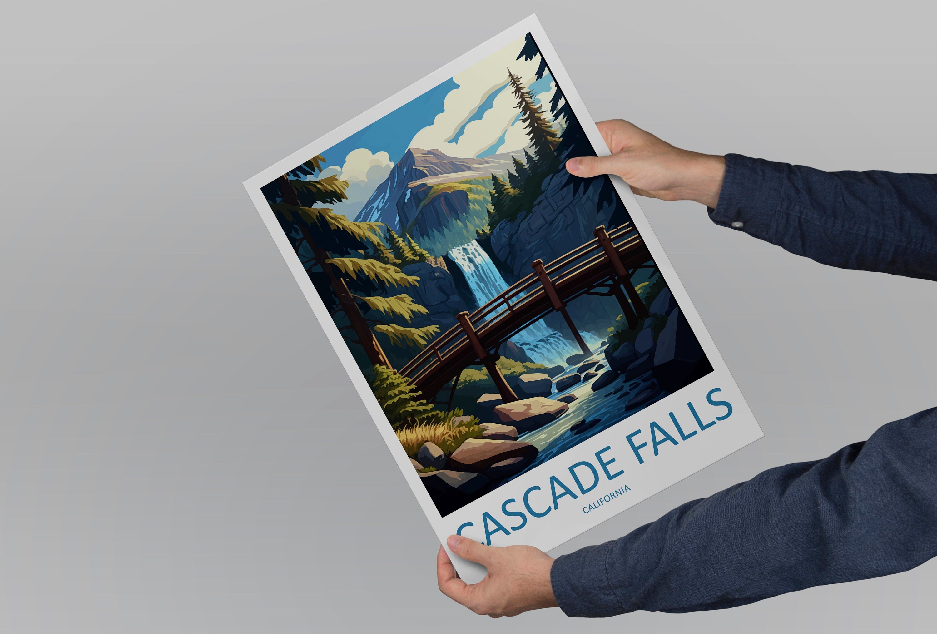 Cascade Falls Travel Print Wall Art Cascade Falls Wall Hanging Home Décor Cascade Falls Gift Art Lovers California Art Lover Gift Poster