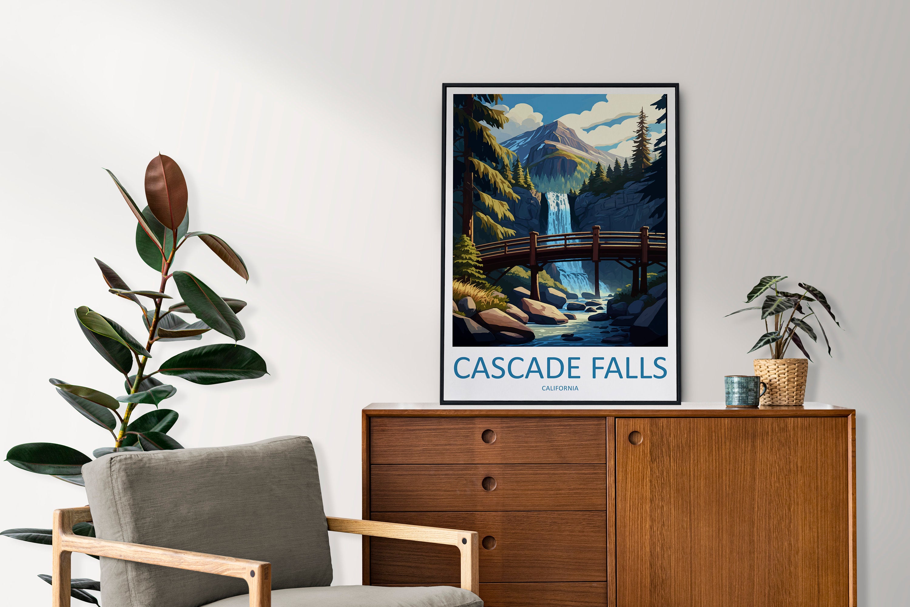 Cascade Falls Travel Print Wall Art Cascade Falls Wall Hanging Home Décor Cascade Falls Gift Art Lovers California Art Lover Gift Poster