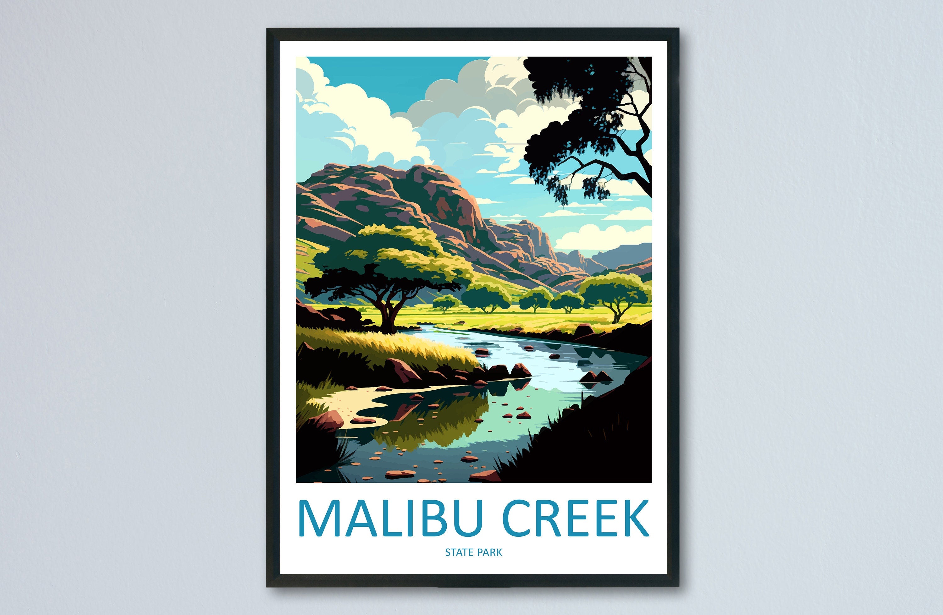 Malibu Creek Travel Print Wall Art Malibu Creek Wall Hanging Home Décor Malibu Creek Gift Art Lovers California Art Lover Gift Print