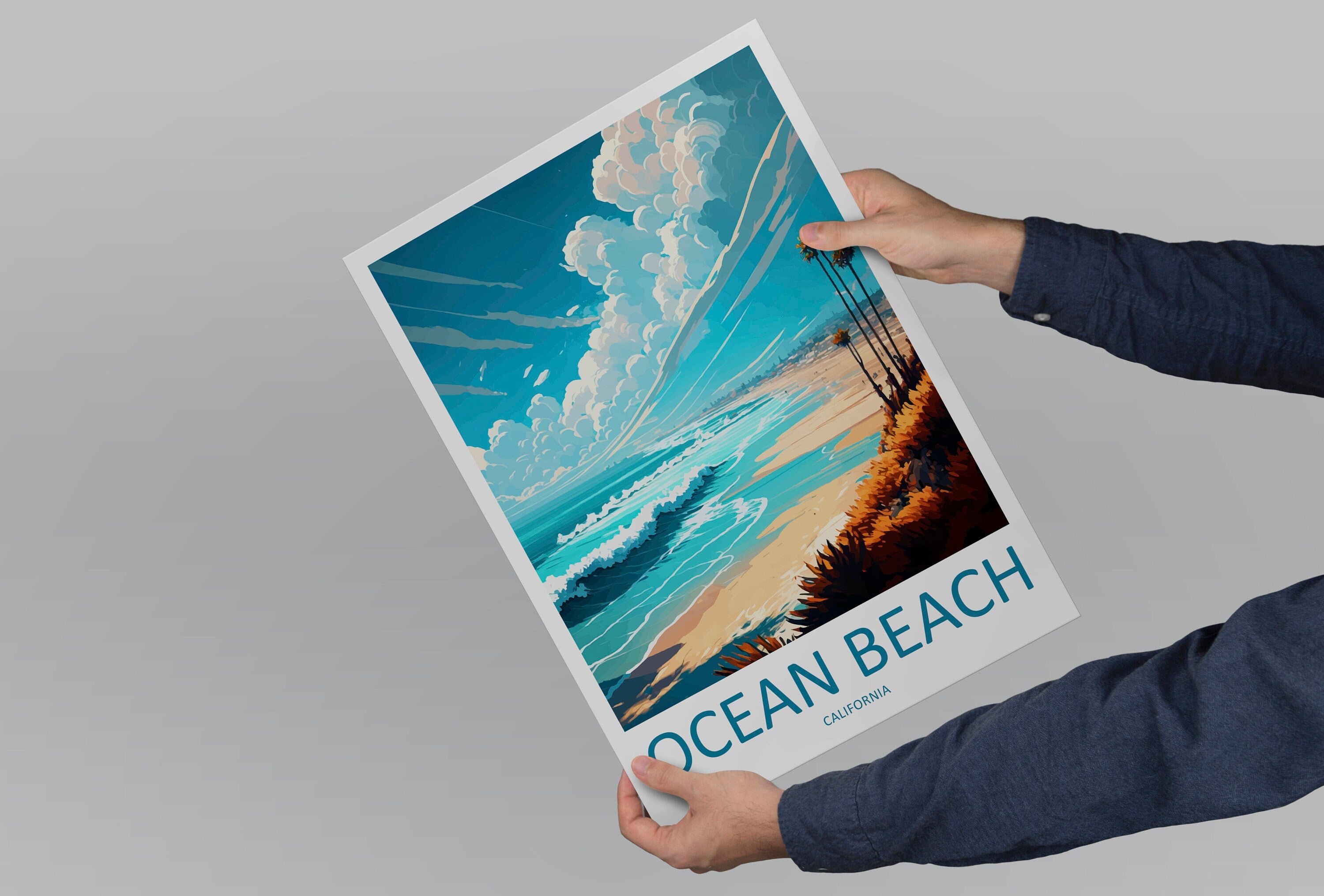 Ocean Beach Travel Print Wall Art Ocean Beach Wall Hanging Home Décor Ocean Beach Gift Art Lovers California Art Poster Ocean Beach Art