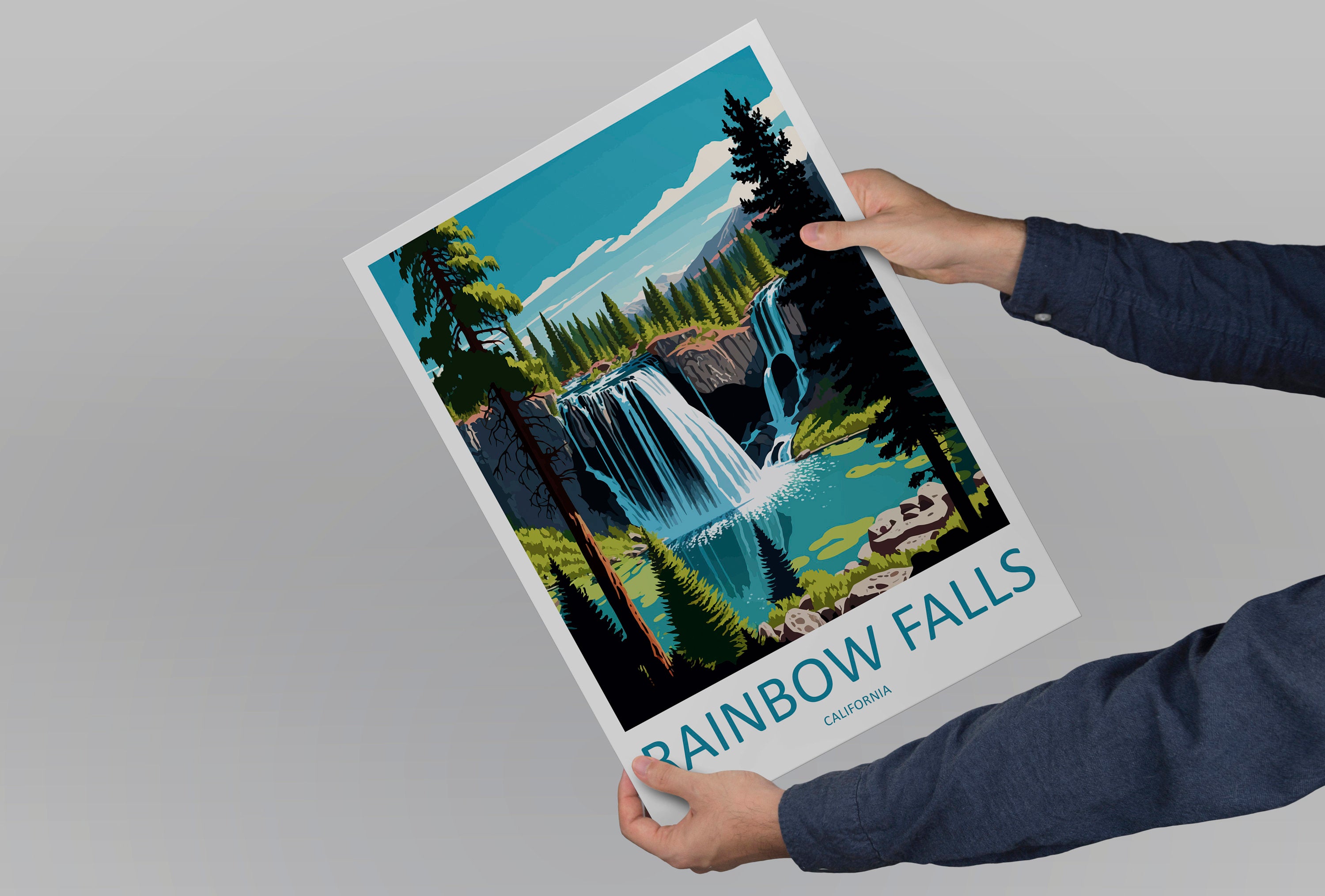 Rainbow Falls Travel Print Wall Art Rainbow Falls Wall Hanging Home Décor Rainbow Falls Gift Art Lovers California Art Poster Rainbow Falls