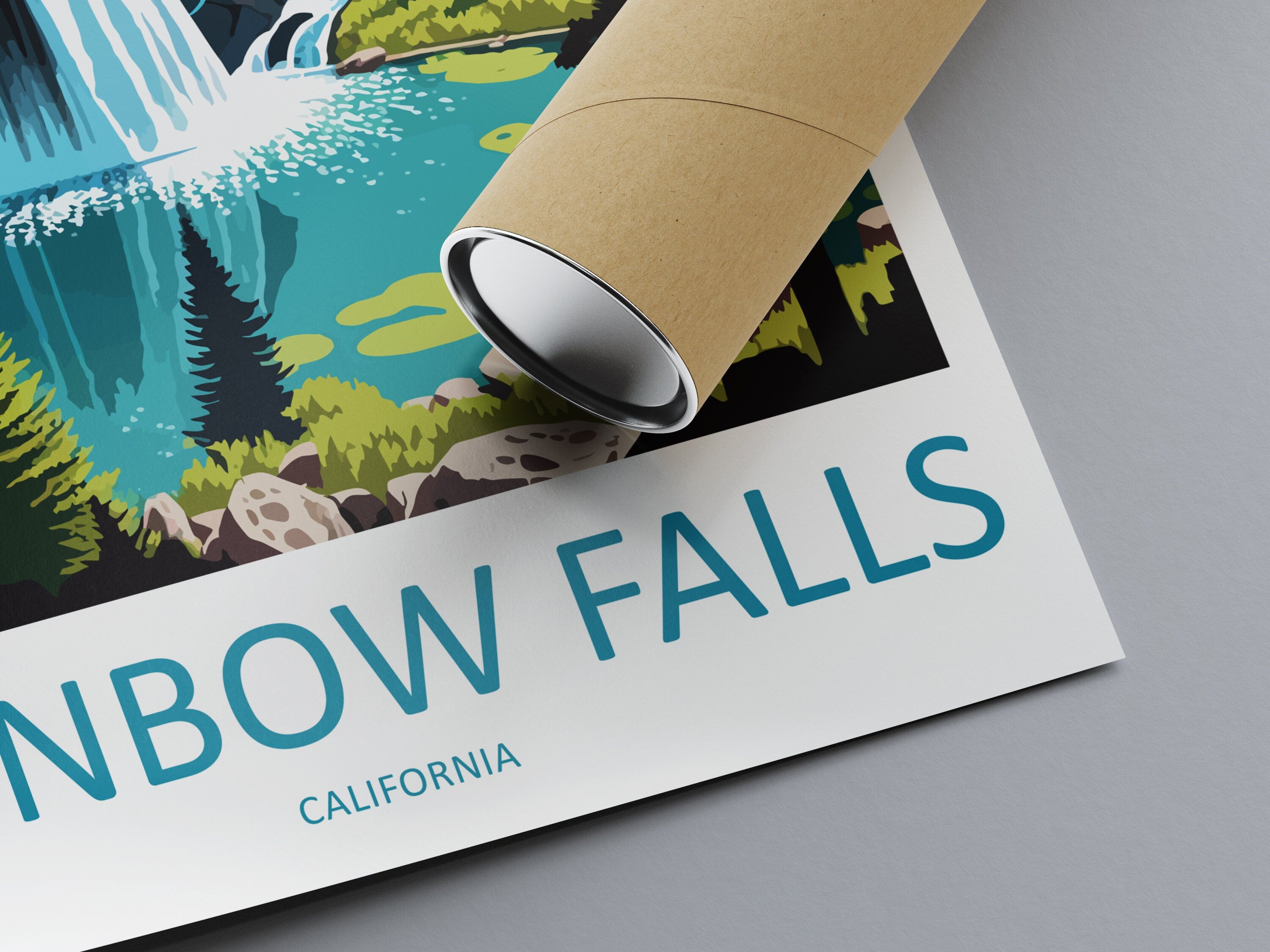 Rainbow Falls Travel Print Wall Art Rainbow Falls Wall Hanging Home Décor Rainbow Falls Gift Art Lovers California Art Poster Rainbow Falls