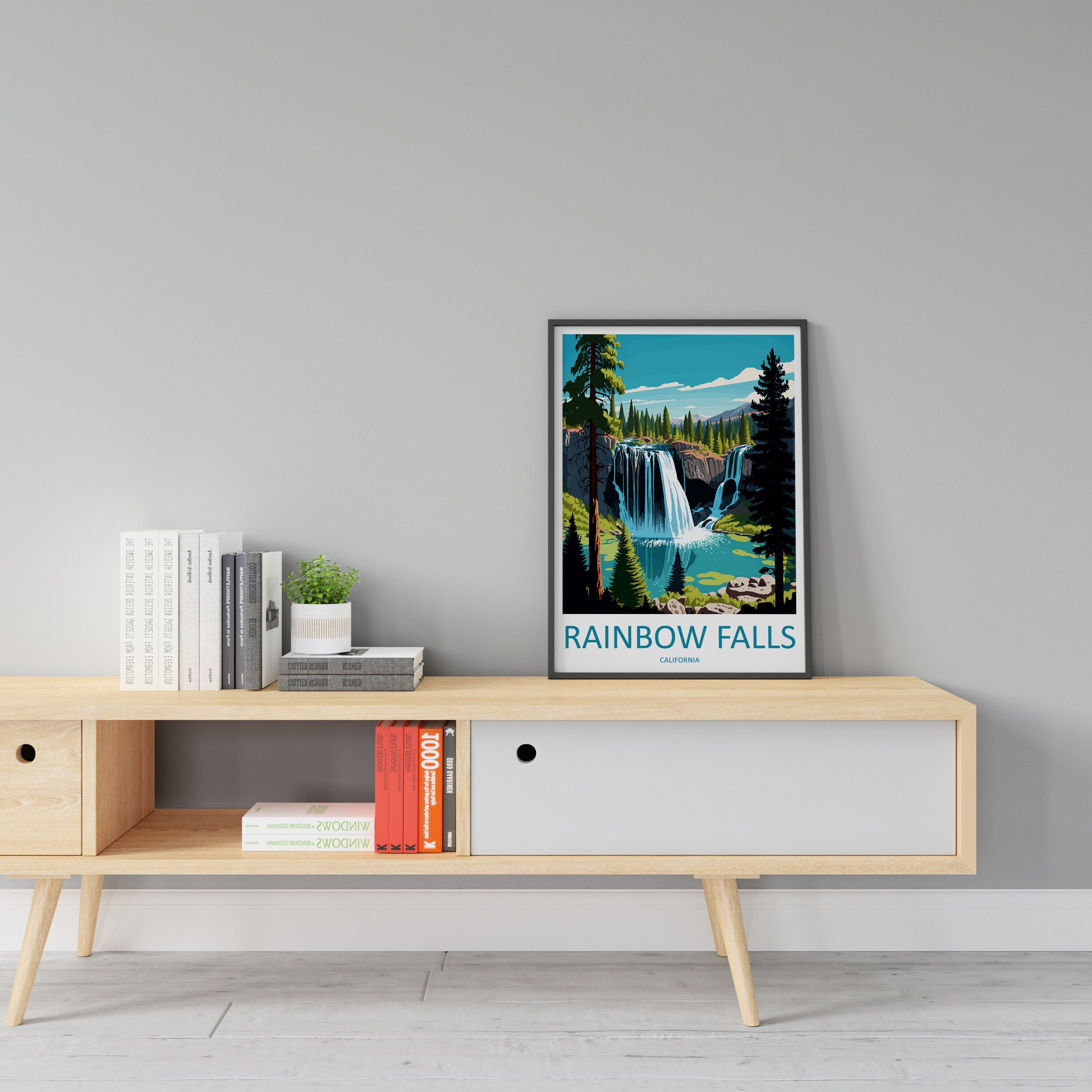 Rainbow Falls Travel Print Wall Art Rainbow Falls Wall Hanging Home Décor Rainbow Falls Gift Art Lovers California Art Poster Rainbow Falls