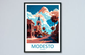 Modesto Travel Print Wall Art Modesto Wall Hanging Home Décor Modesto Gift Art Lovers California Art Lover Gift California Art