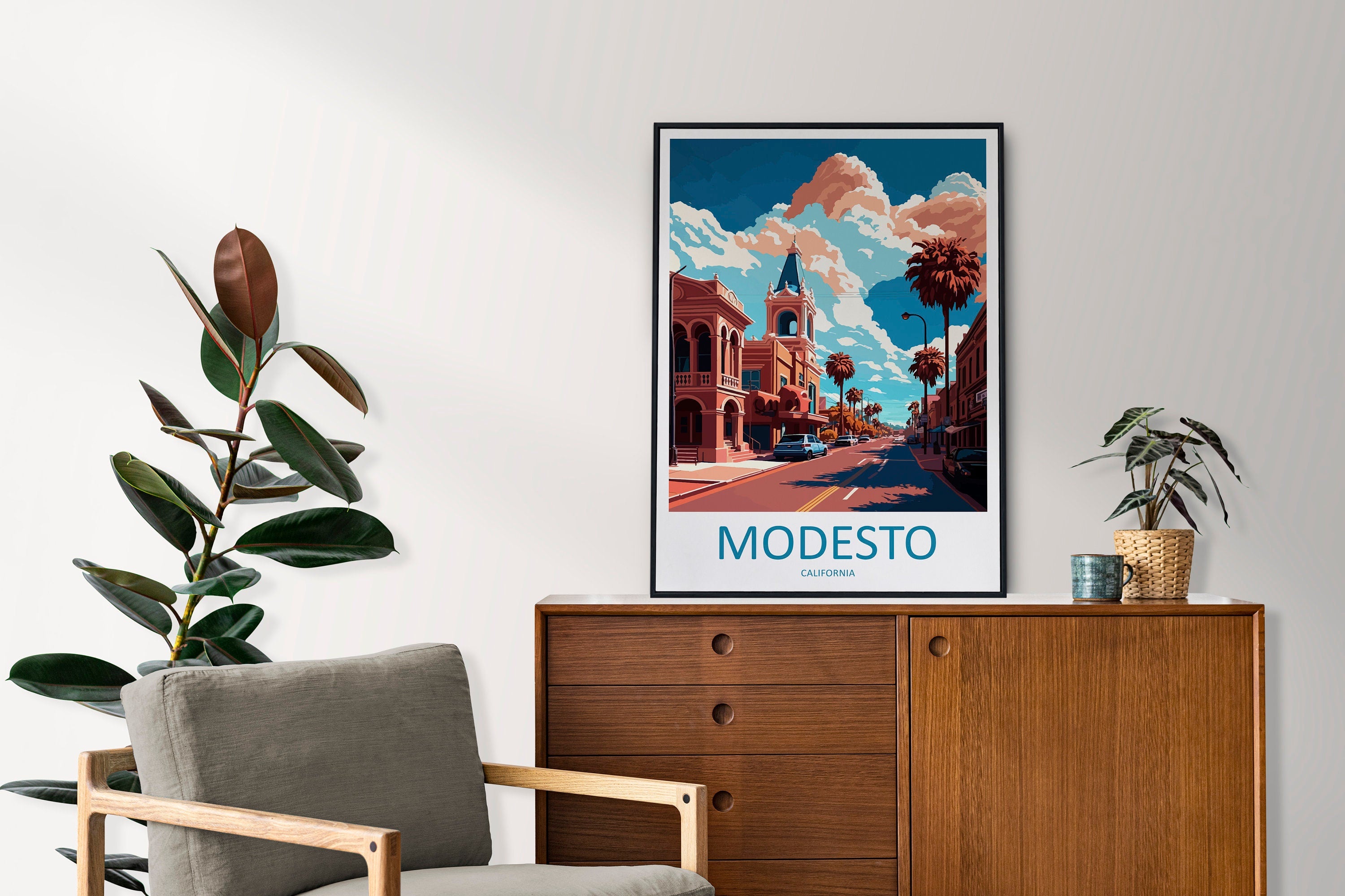 Modesto Travel Print Wall Art Modesto Wall Hanging Home Décor Modesto Gift Art Lovers California Art Lover Gift California Art