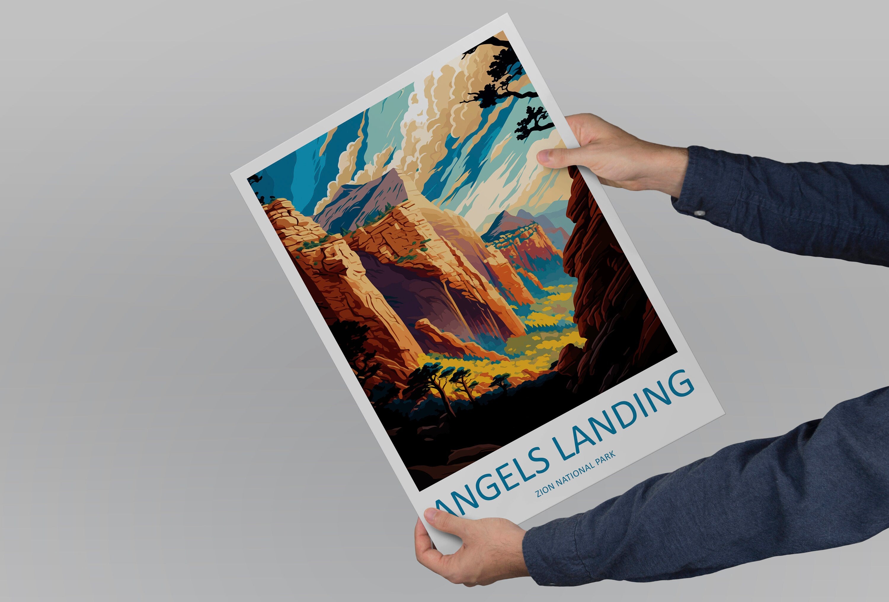 Zion National Park Angels Landing Travel Print Wall Art Zion National Park Wall Hanging Home Décor Zion National Park Gift Art Lover Arizona