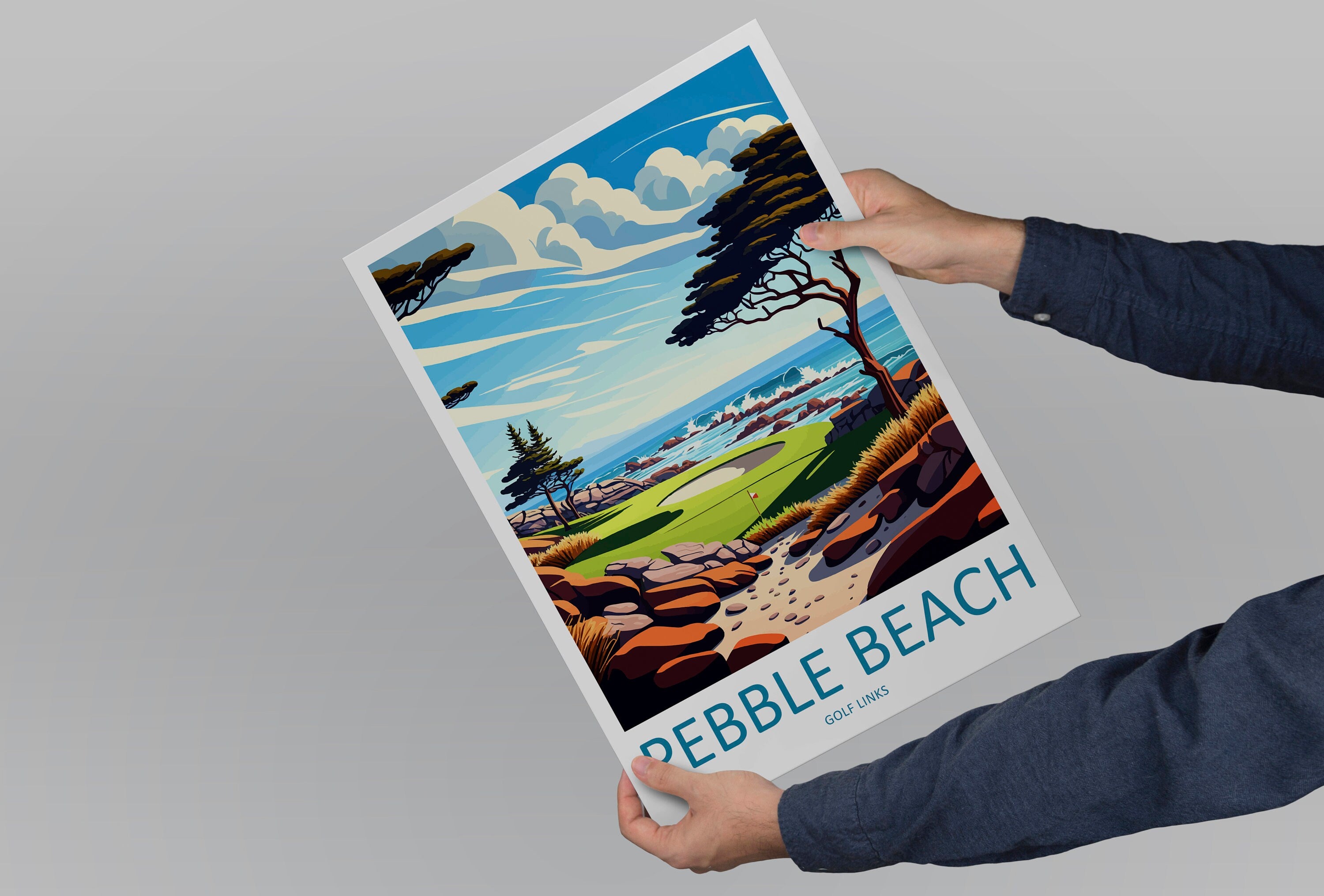 Pebble Beach Golf Links Travel Print Wall Art Pebble Beach Golf Links Wall Hanging Home Décor Pebble Beach Golf Links Gift Art Lovers