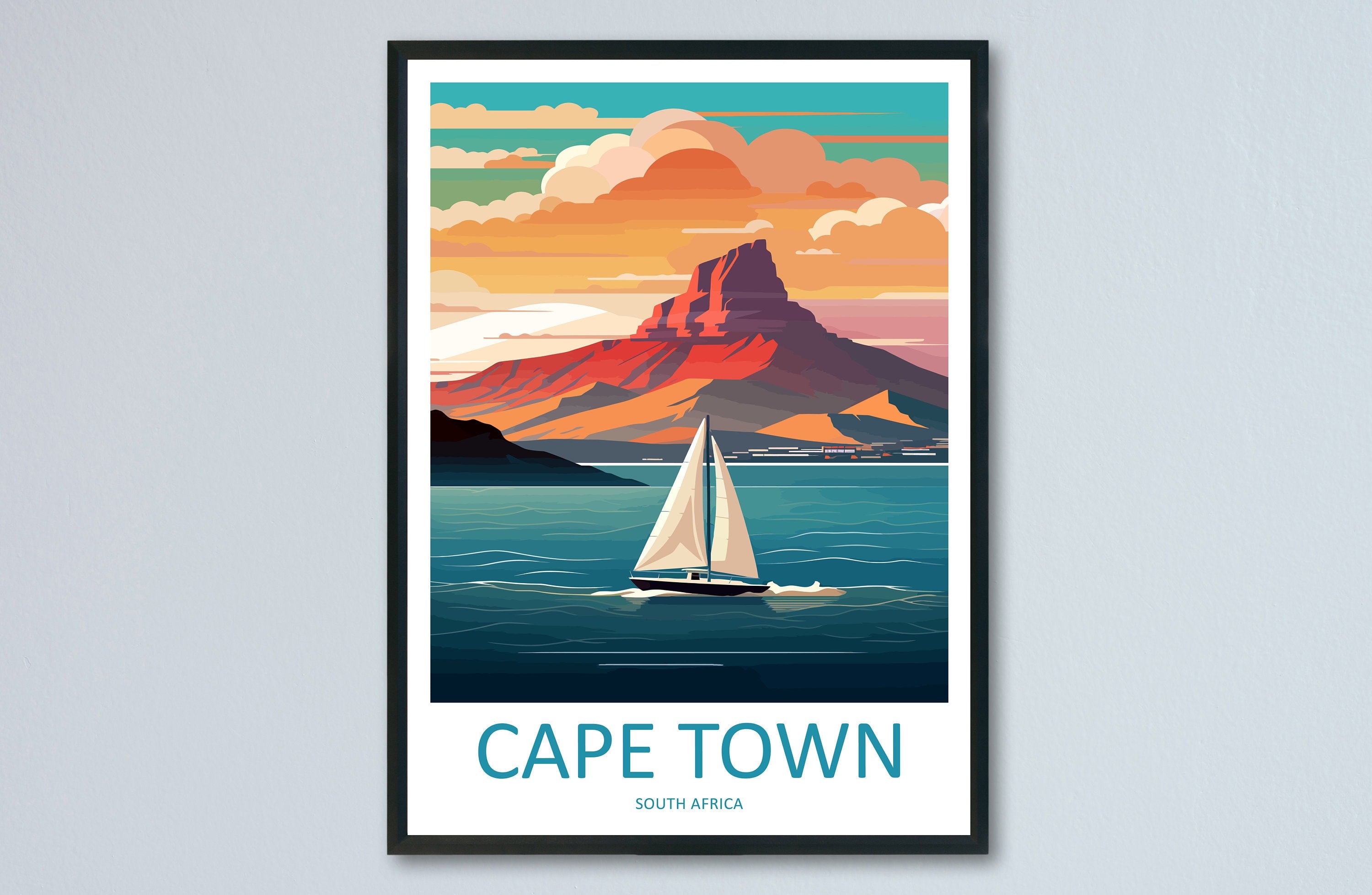 Cape Town Travel Print Wall Art Cape Town Wall Hanging Home Décor Cape Town Gift Art Lovers South Africa Art Print Cape Town Wall Décor Art