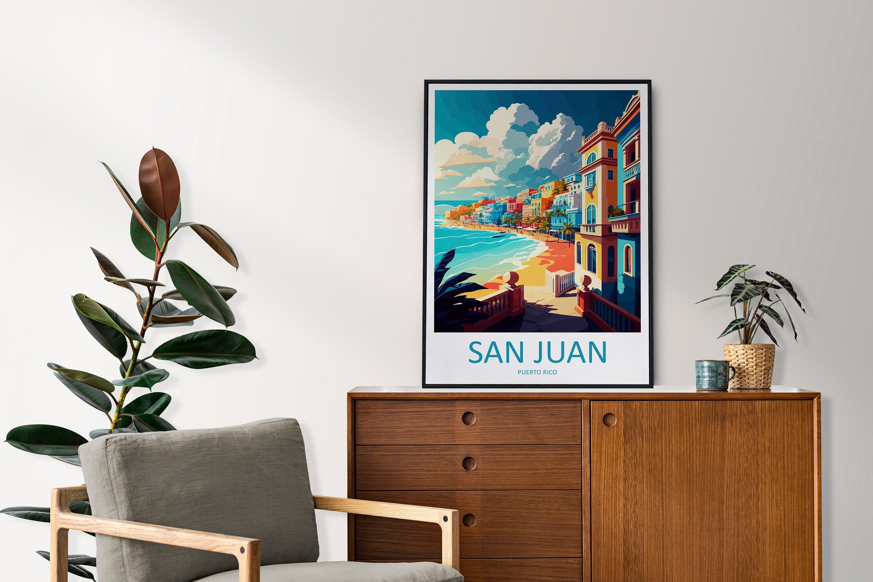 San Juan Travel Print Wall Art San Juan Wall Hanging Home Décor San Juan Gift Art Lovers Wall Art Caribbean Travel Print Poster