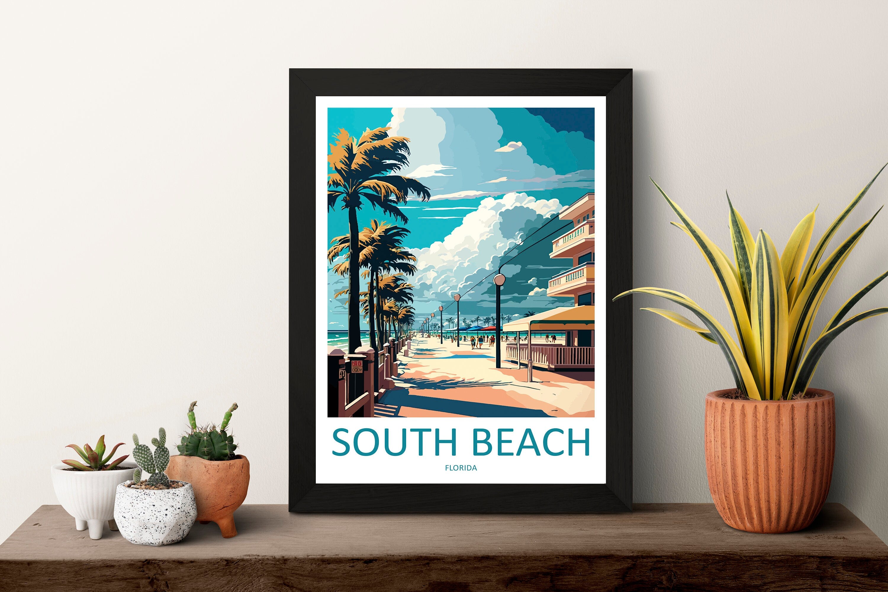 South Beach Travel Print Wall Art South Beach Wall Hanging Home Décor South Beach Gift Art Lovers Florida Art Gift South Beach Florida Gift