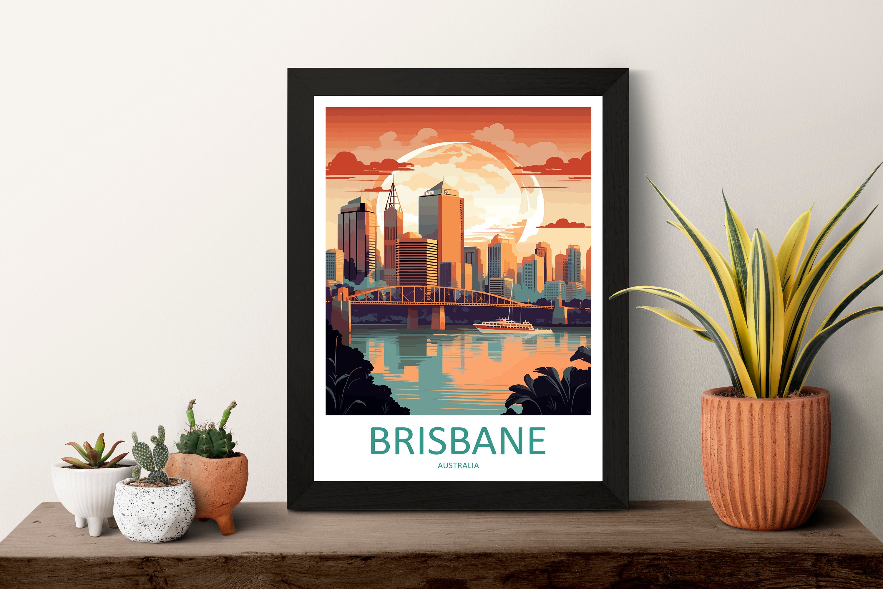 Brisbane Travel Print Wall Art Brisbane Wall Hanging Home Décor Brisbane Gift Art Lovers Wall Art Australia Travel Print Brisbane Decor