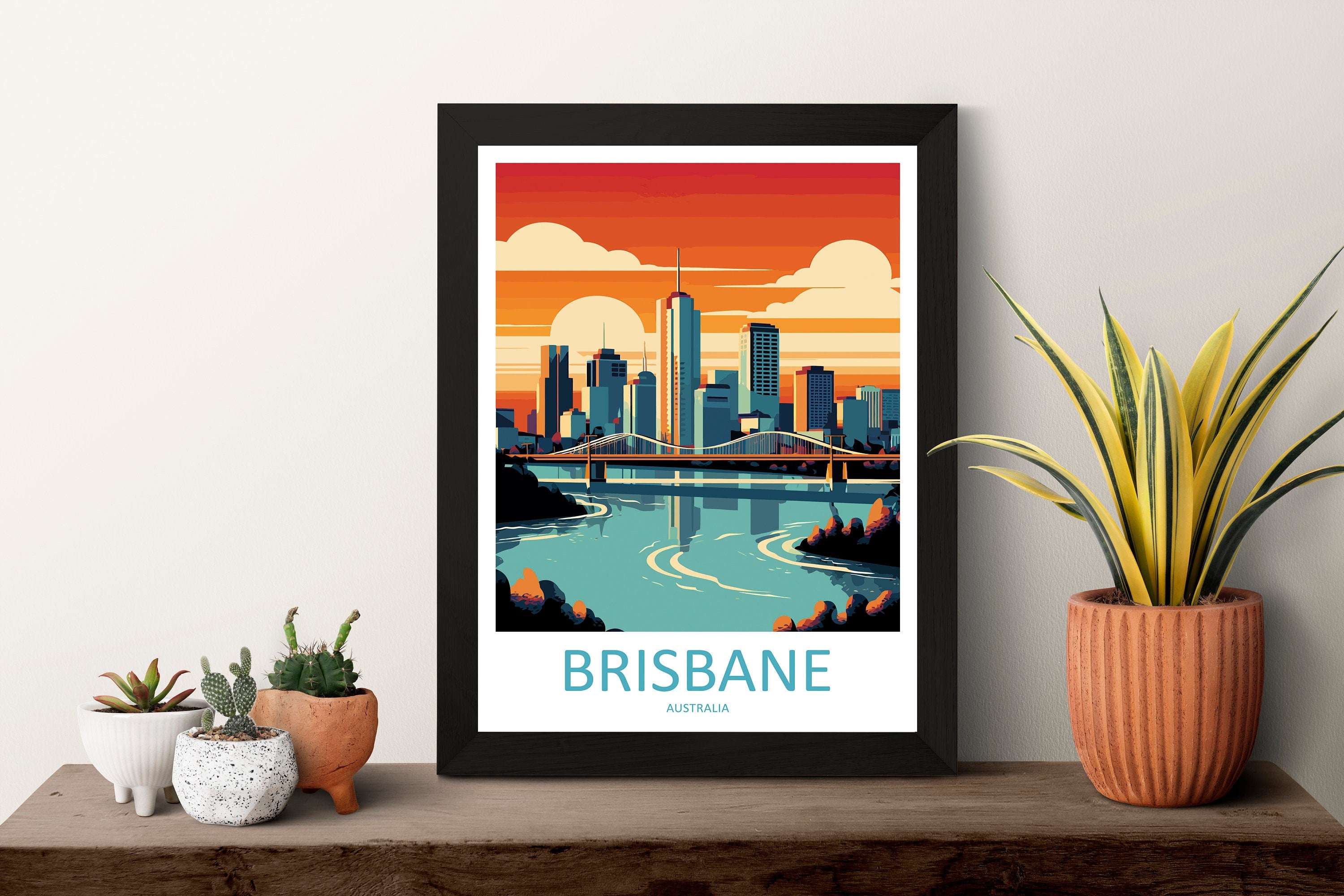 Brisbane Travel Print Wall Art Brisbane Wall Hanging Home Décor Brisbane Gift Art Lovers Wall Art Australia Travel Print Brisbane Decor