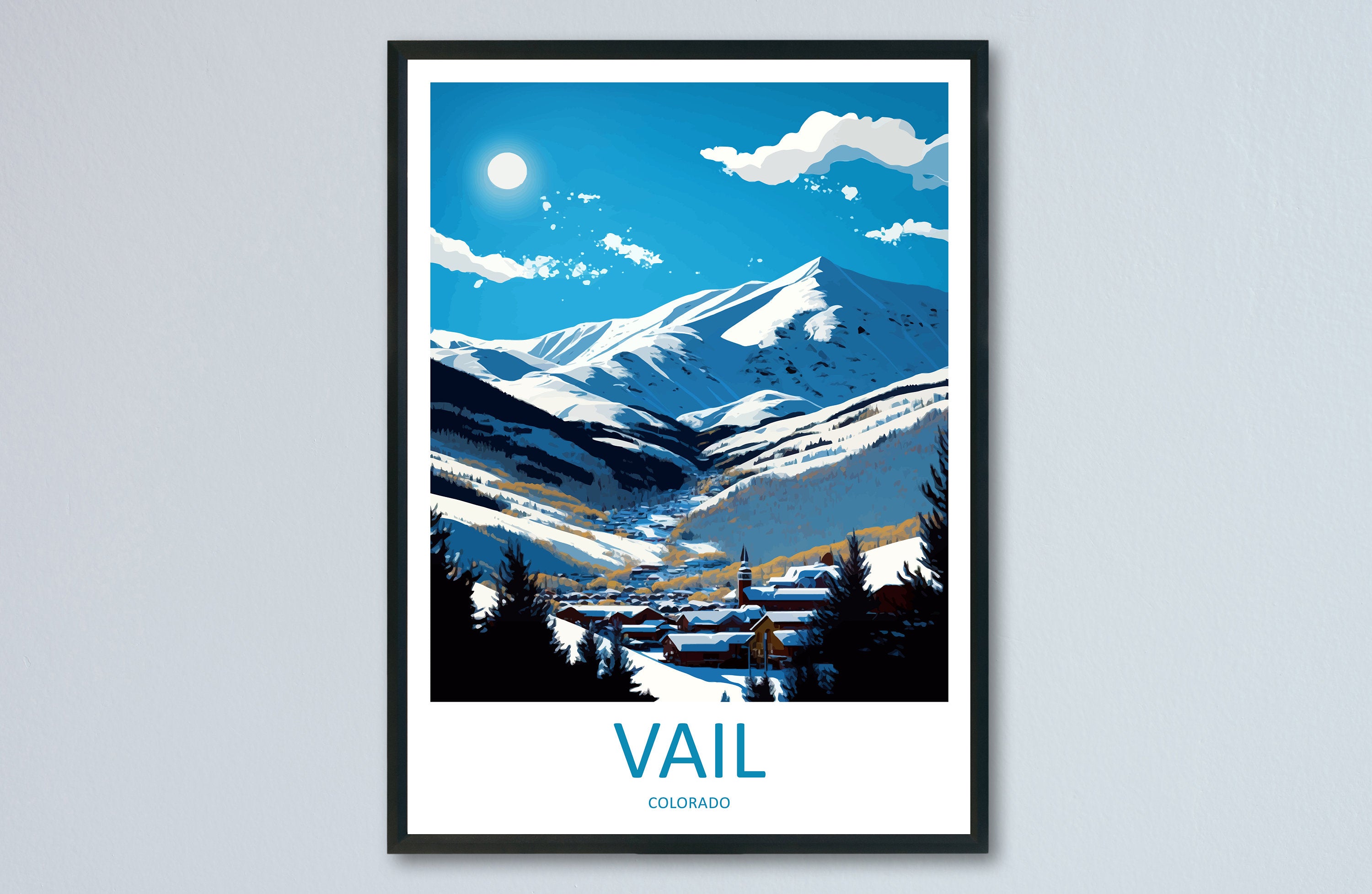 Vail Ski Resort Travel Print Wall Art Vail Ski Wall Hanging Home Décor Vail Ski Gift Art Lovers Colorado Art Gift Lover Print For Vail Ski