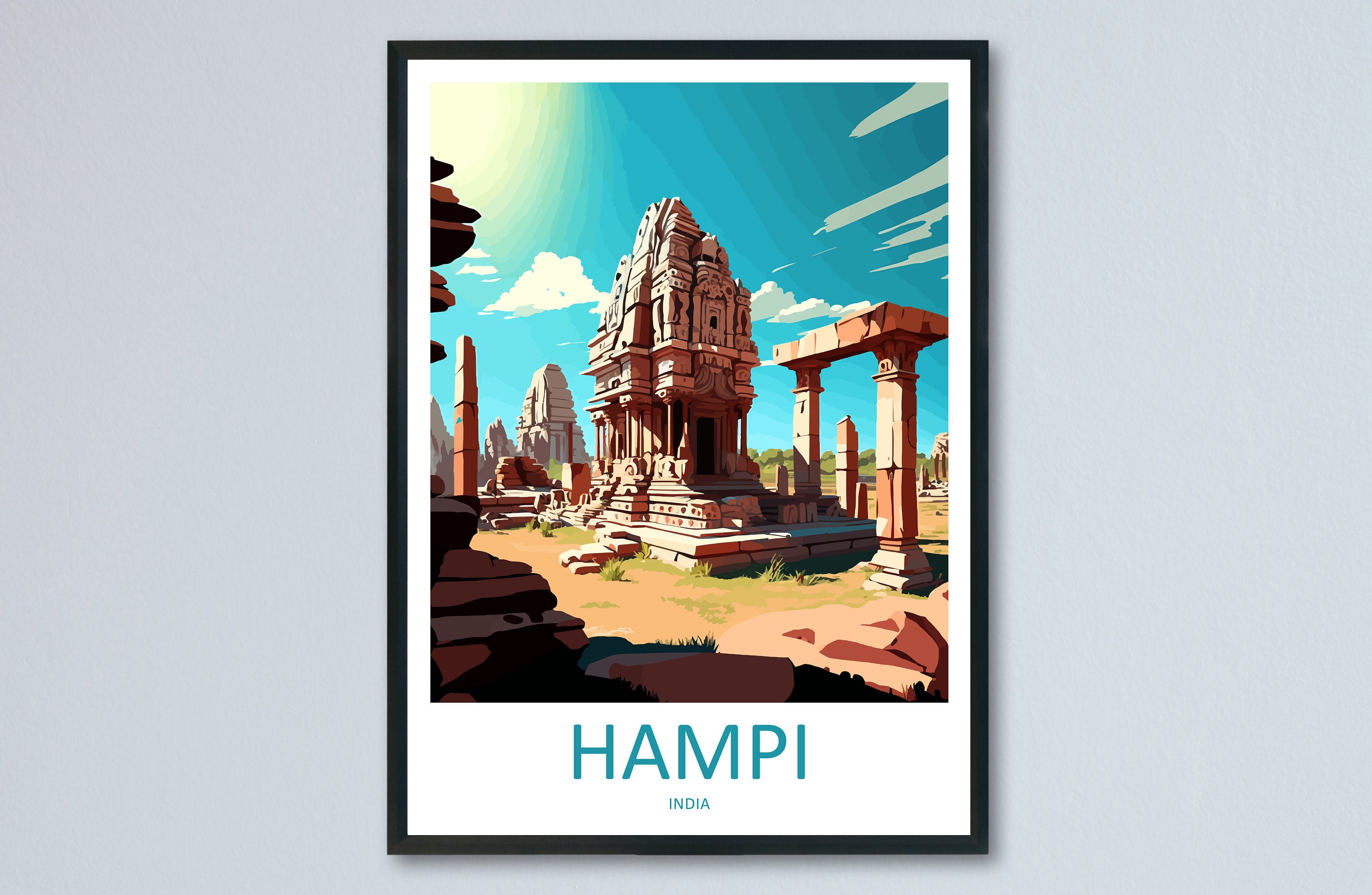 Hampi Travel Print Wall Art Hampi Wall Hanging Home Décor Hampi Gift Art Lovers India Art Lover Gift Hampi Wall Décor Poster