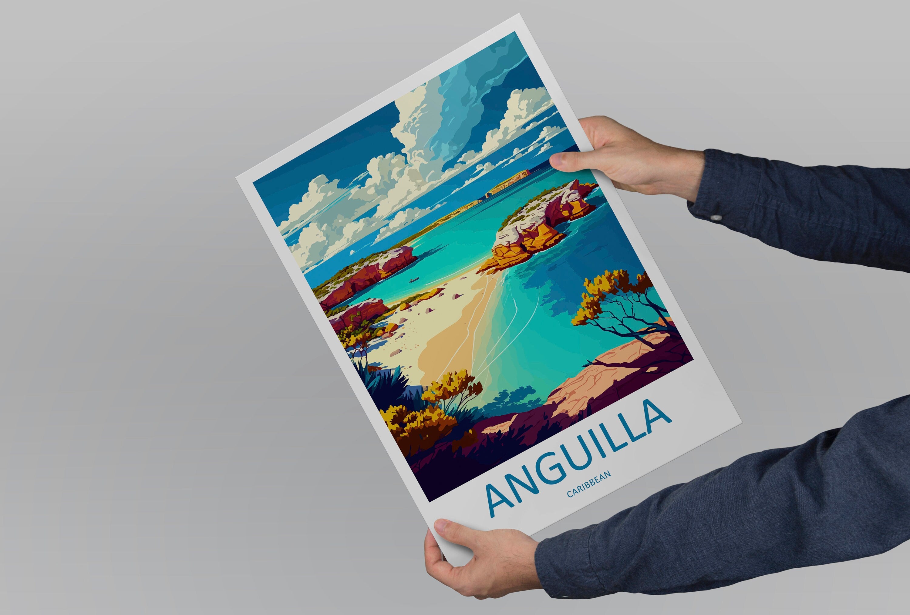 Anguilla Travel Print Wall Art Anguilla Wall Hanging Home Décor Anguilla Gift Art Lovers Wall Art Caribbean Travel Print Anguilla Decor