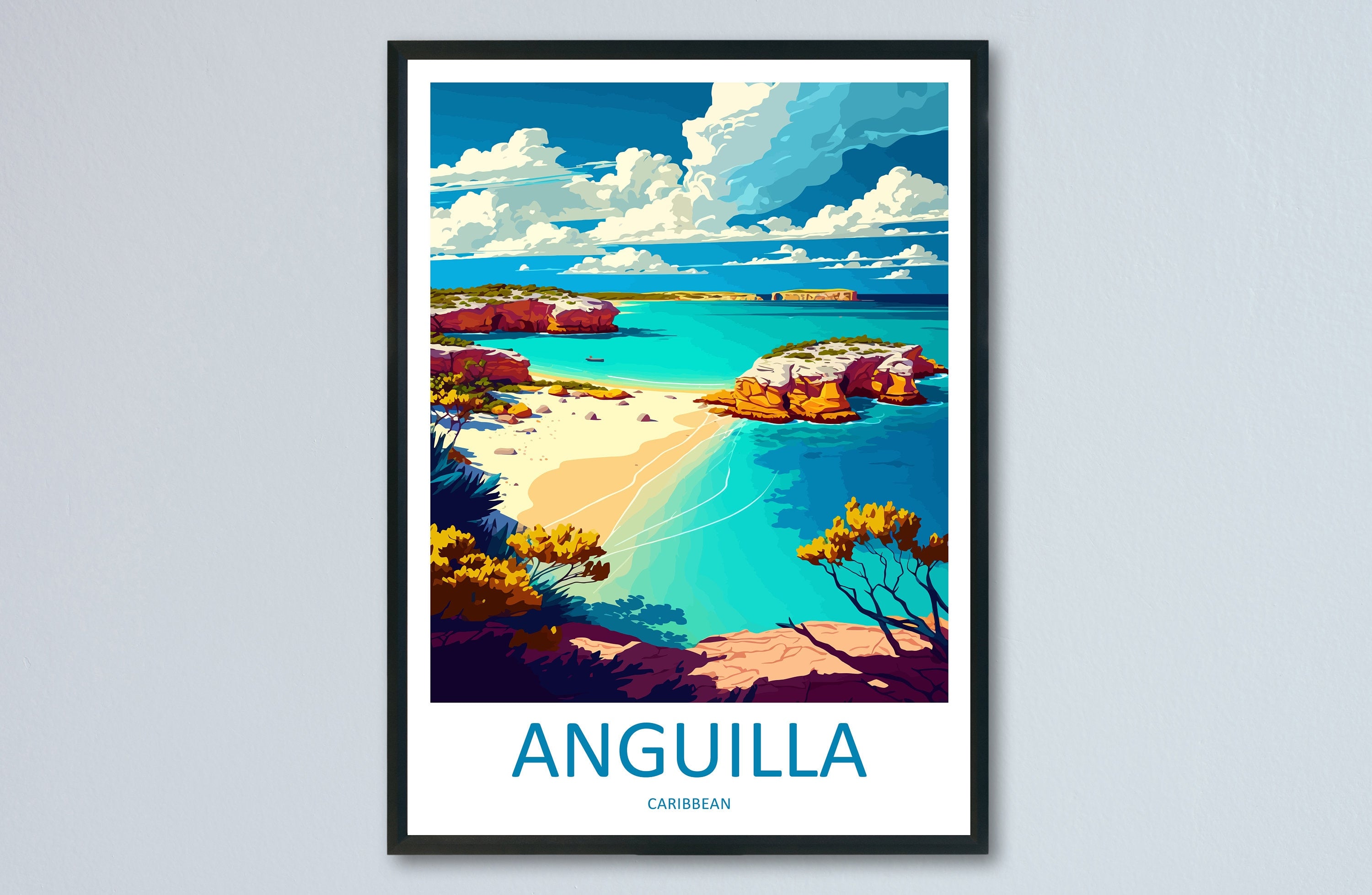 Anguilla Travel Print Wall Art Anguilla Wall Hanging Home Décor Anguilla Gift Art Lovers Wall Art Caribbean Travel Print Anguilla Decor