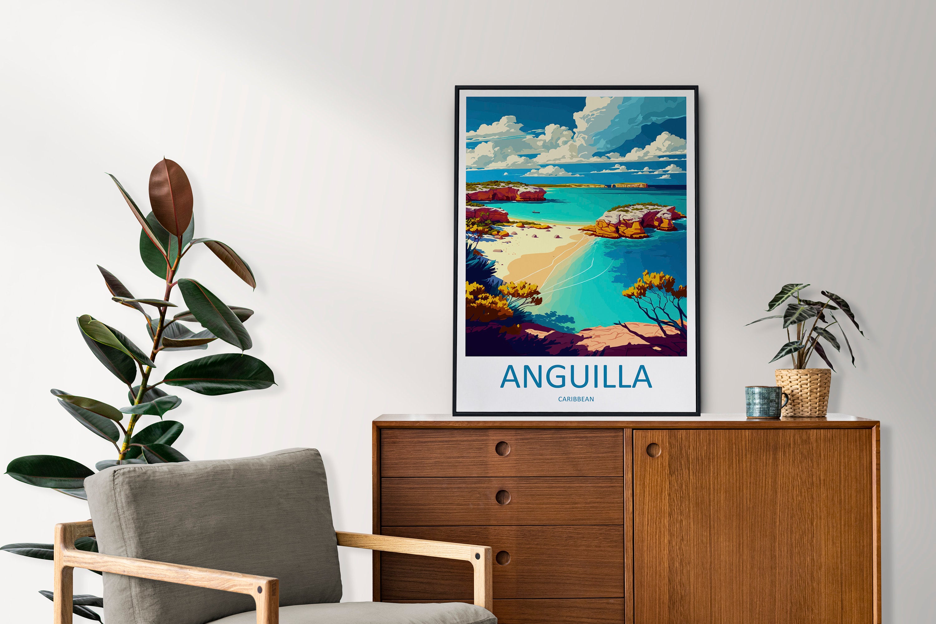 Anguilla Travel Print Wall Art Anguilla Wall Hanging Home Décor Anguilla Gift Art Lovers Wall Art Caribbean Travel Print Anguilla Decor