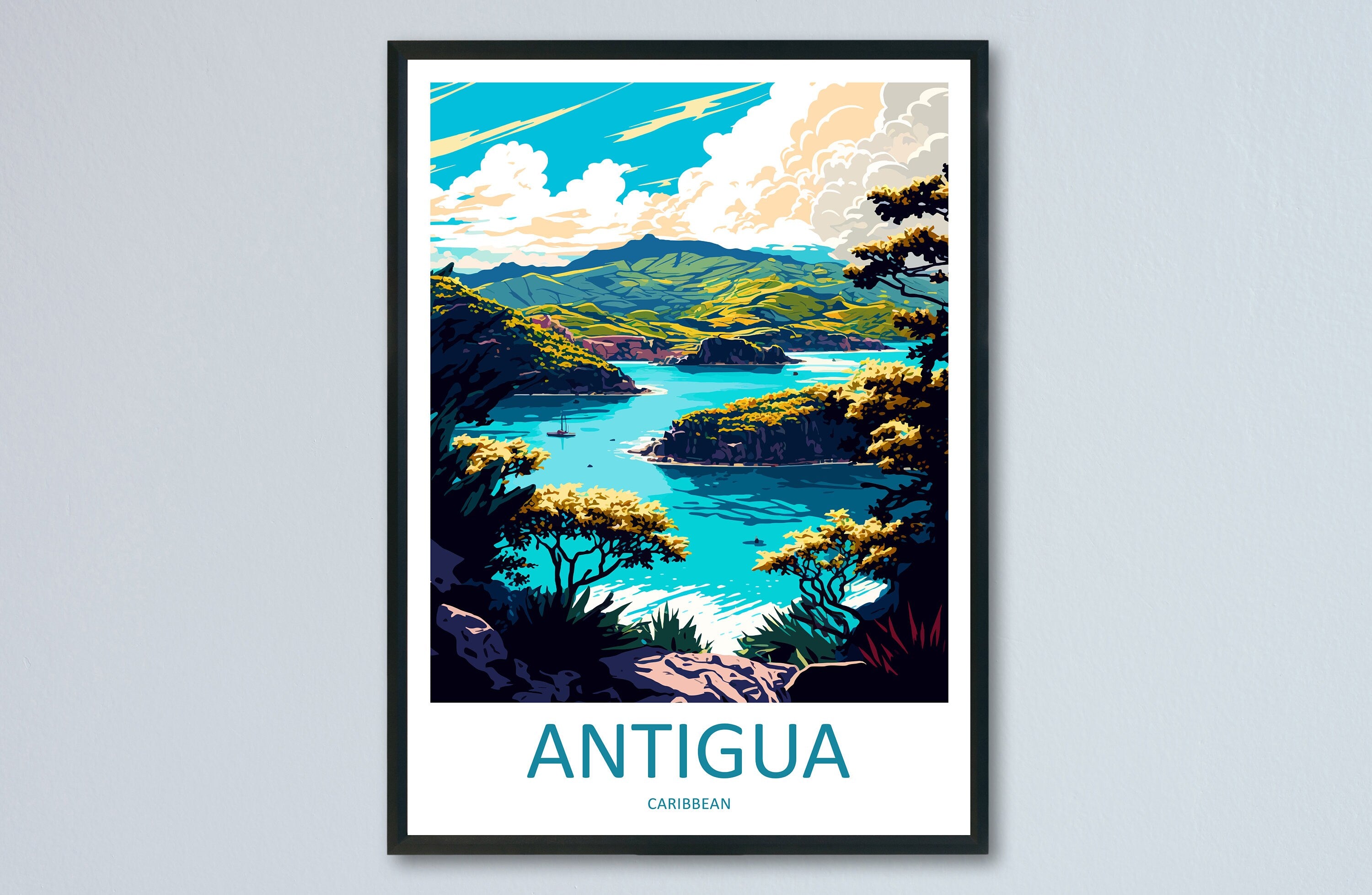 Antigua Travel Print Wall Art Antigua Wall Hanging Home Décor Antigua Gift Art Lovers Wall Art Caribbean Travel Print Antigua Decor