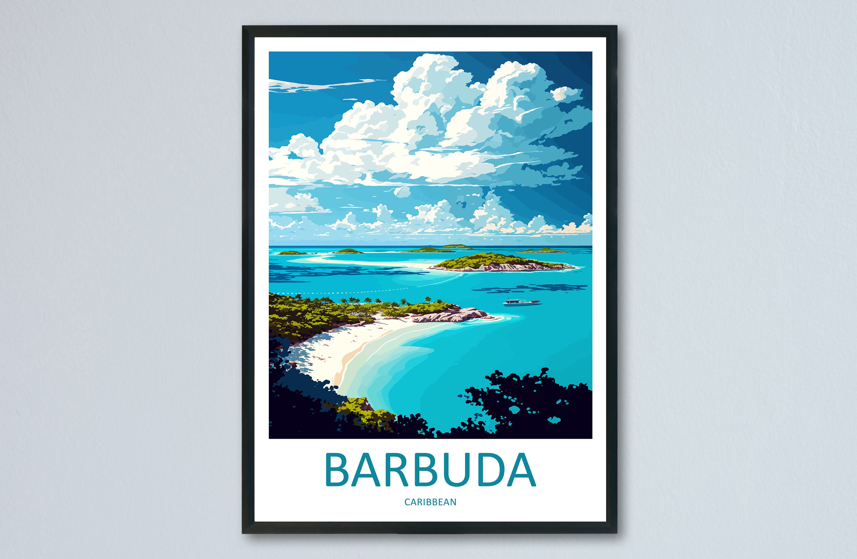 Barbuda Travel Print Wall Art Barbuda Wall Hanging Home Décor Barbuda Gift Art Lovers Wall Art Caribbean Travel Print Barbuda Decor