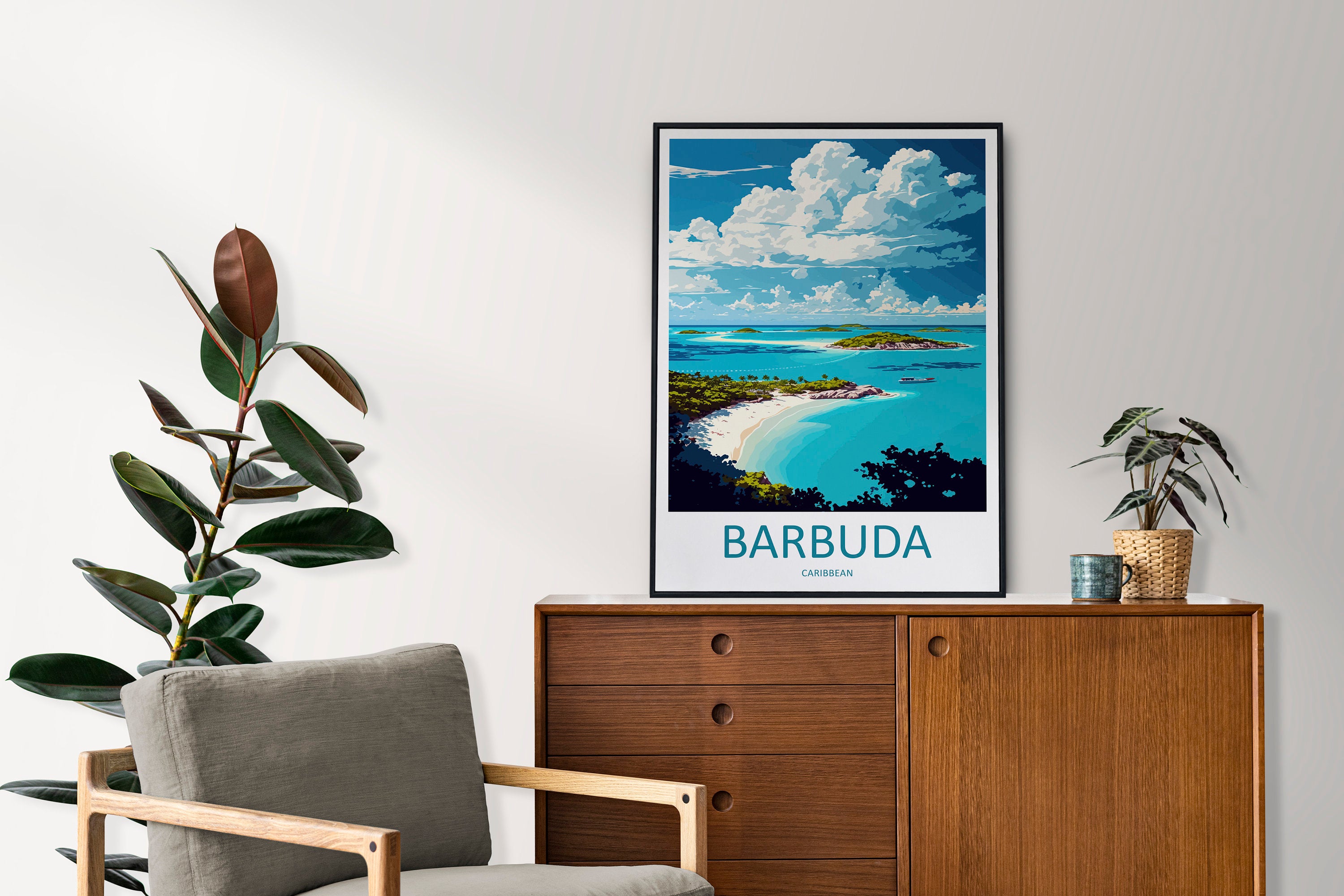 Barbuda Travel Print Wall Art Barbuda Wall Hanging Home Décor Barbuda Gift Art Lovers Wall Art Caribbean Travel Print Barbuda Decor